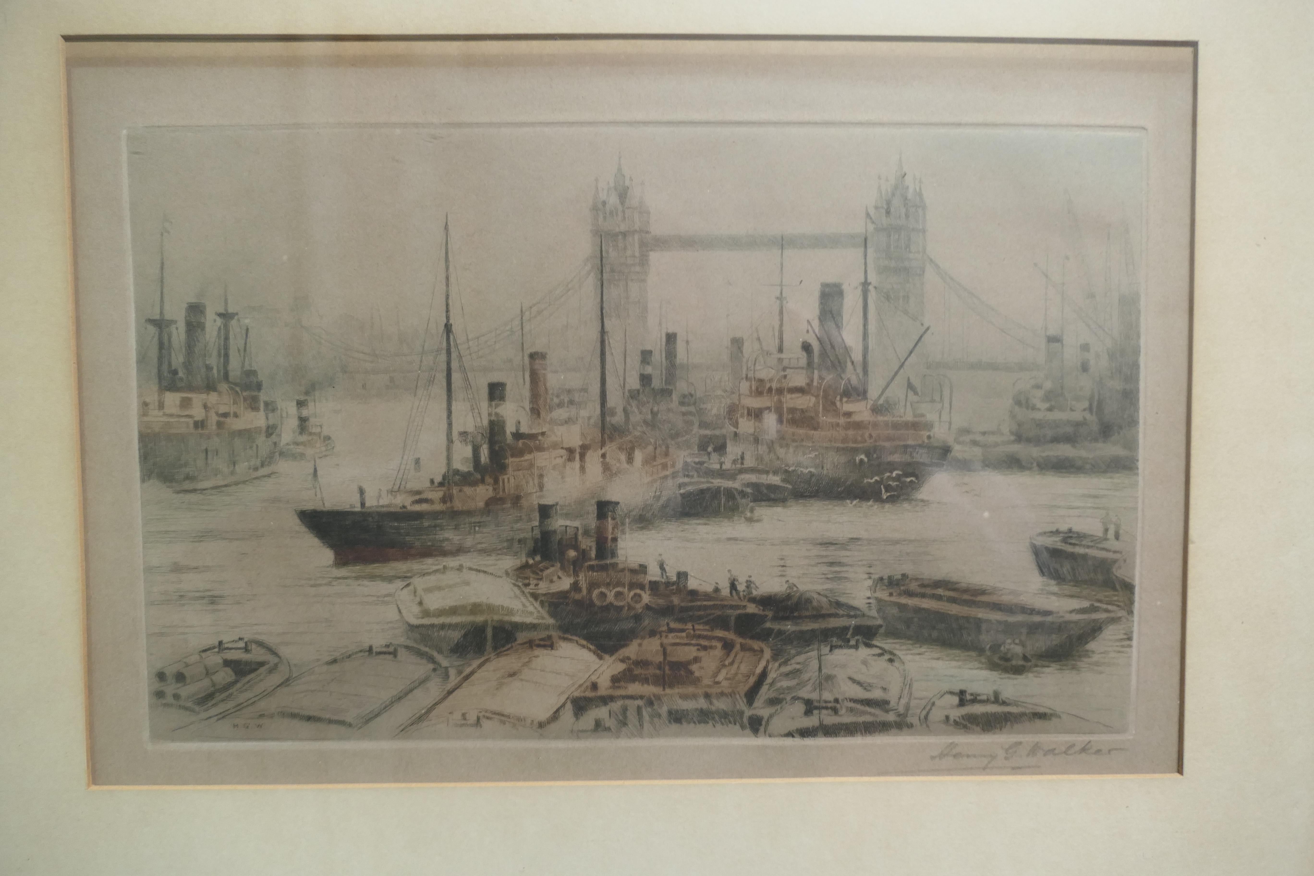 Original Londoner Brücke Radierung von Henry G. Walker (Frühes 20. Jahrhundert) im Angebot