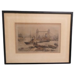 Original Londoner Brücke Radierung von Henry G. Walker