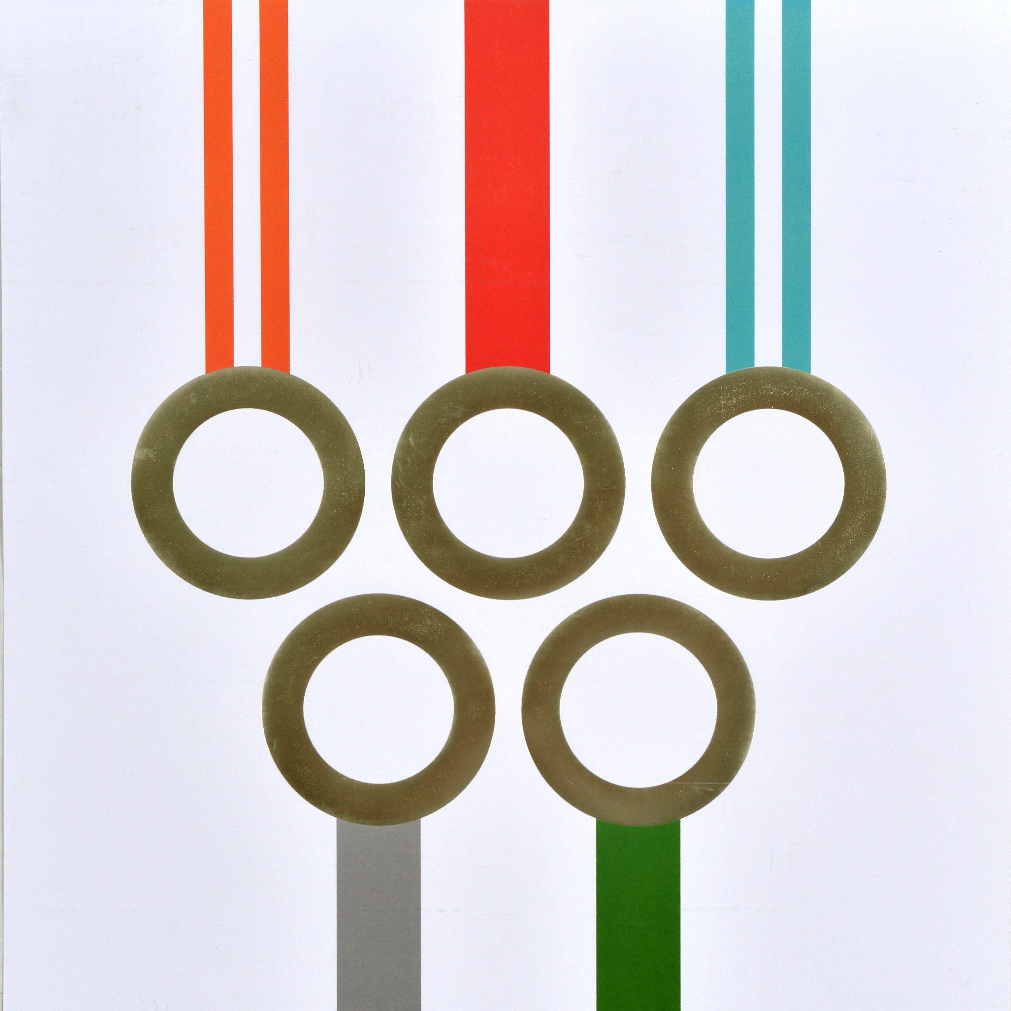 Britannico Poster originale dei trasporti di Londra Giochi Olimpici 2012 Linee della metropolitana TFL in argento in vendita