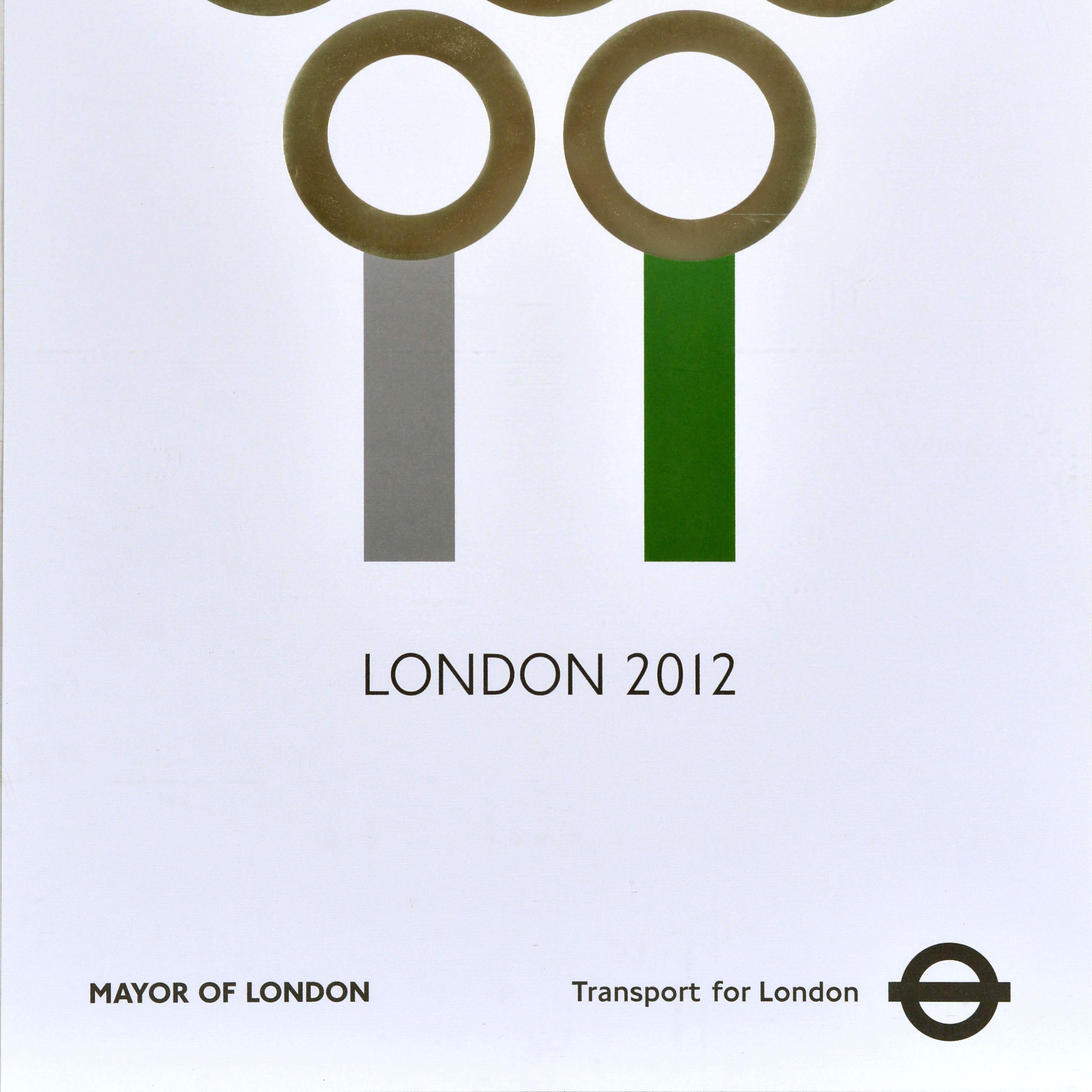 Poster originale dei trasporti di Londra Giochi Olimpici 2012 Linee della metropolitana TFL in argento In condizioni ottime in vendita a London, GB