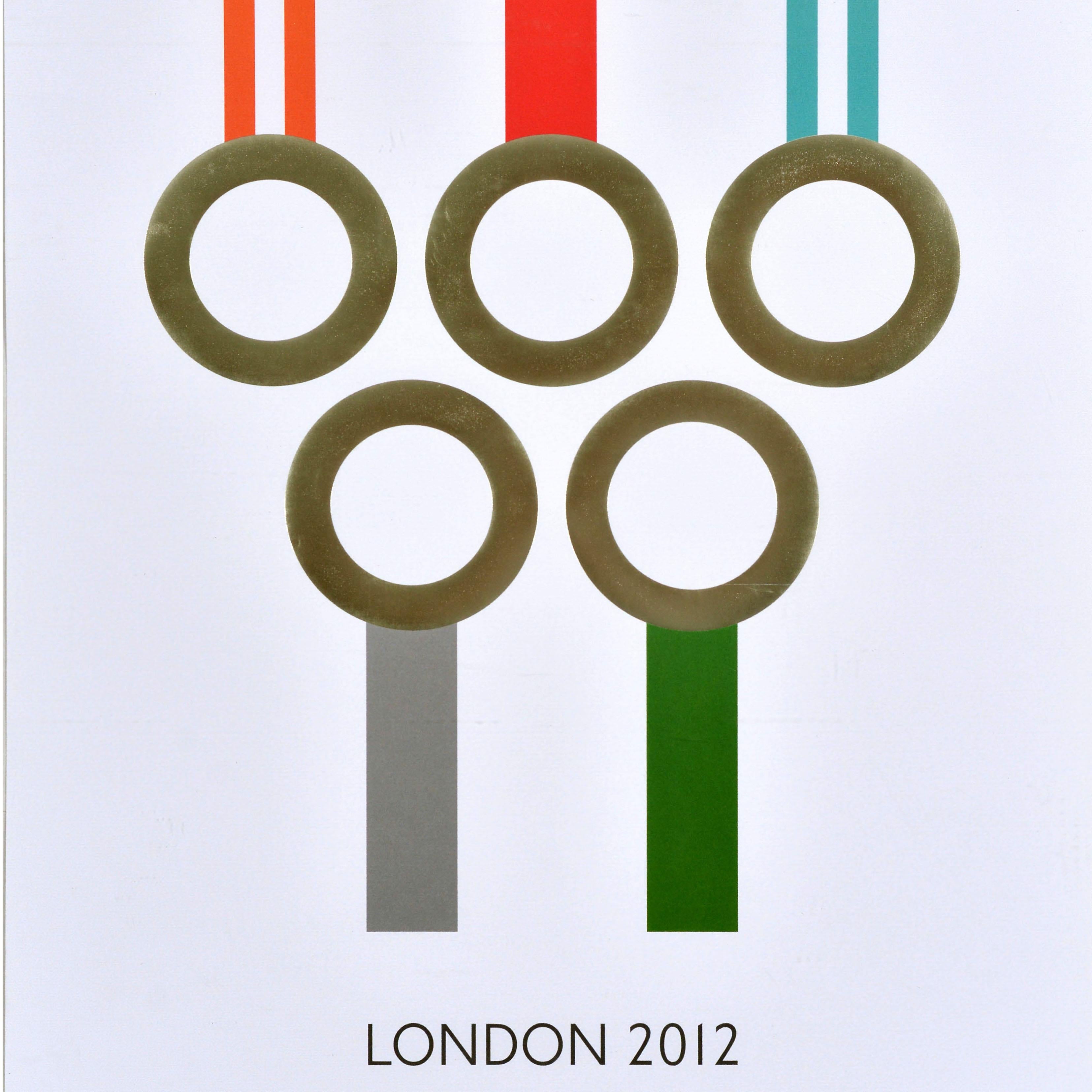 XXI secolo e contemporaneo Poster originale dei trasporti di Londra Giochi Olimpici 2012 Linee della metropolitana TFL in argento in vendita