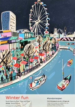 Original London Transport Poster Winter Fun South Bank Embankment TFL Anna Hymas
