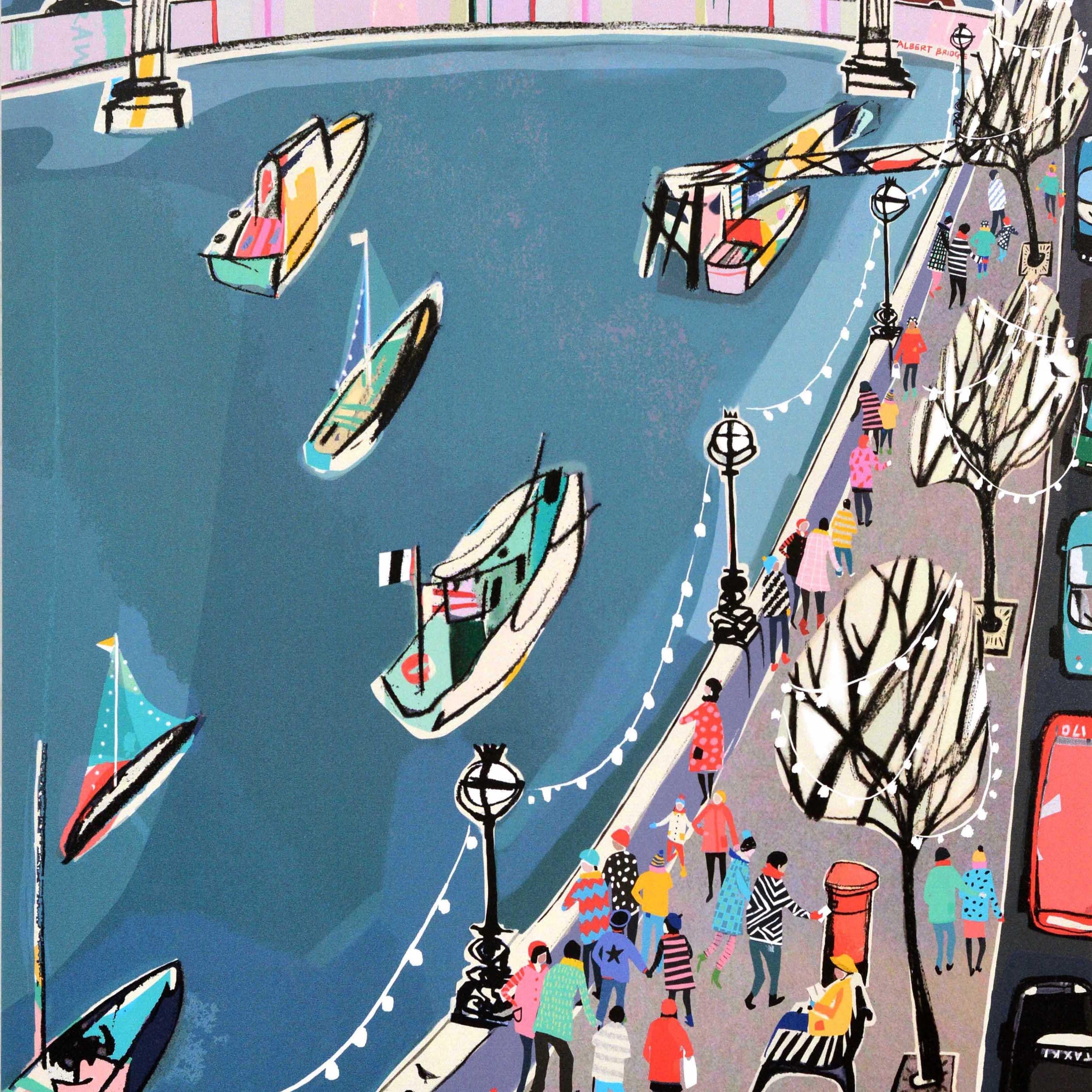 XXIe siècle et contemporain Affiche originale de Londres Transports Winter Fun Thames River Walks TFL Embankment en vente