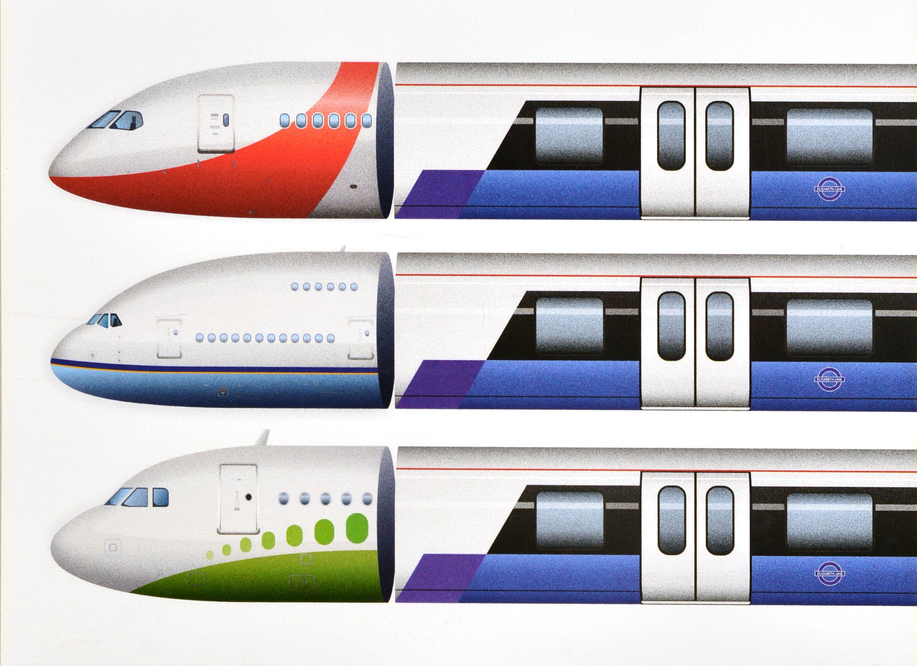 XXI secolo e contemporaneo Poster pubblicitario originale dei trasporti londinesi Fly The Elizabeth Line in vendita