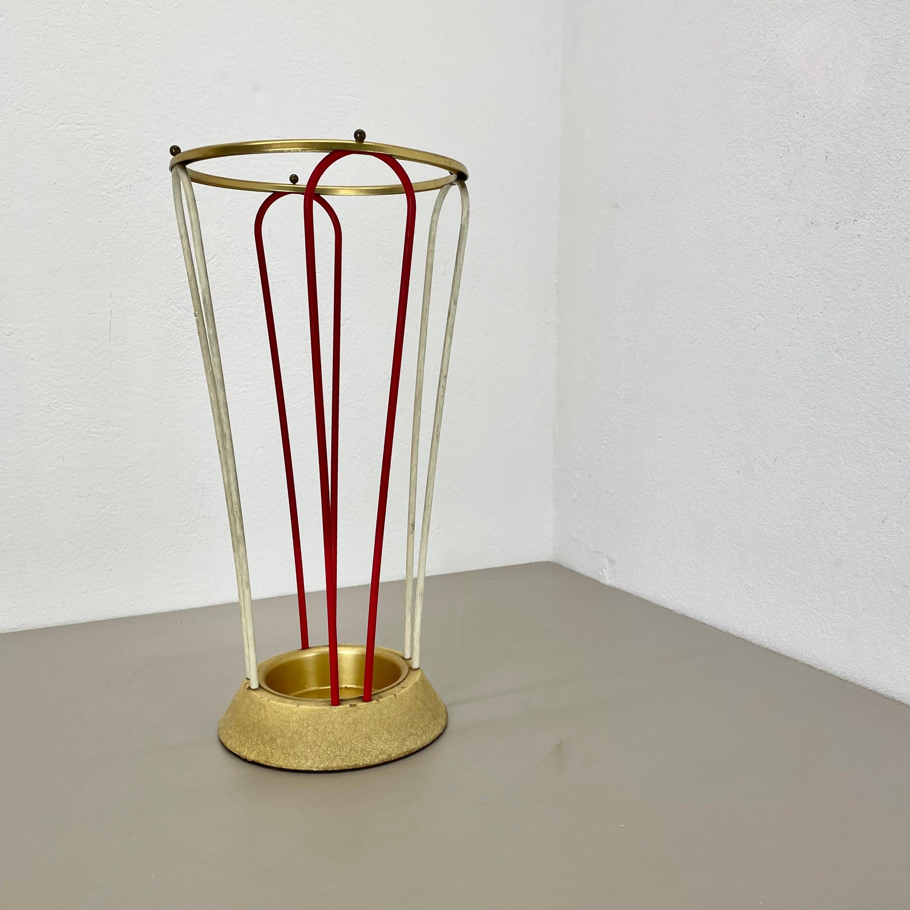 Original looped Metal Brass Modernist Bauhaus Umbrella Stand Germany, 1950s For Sale 11