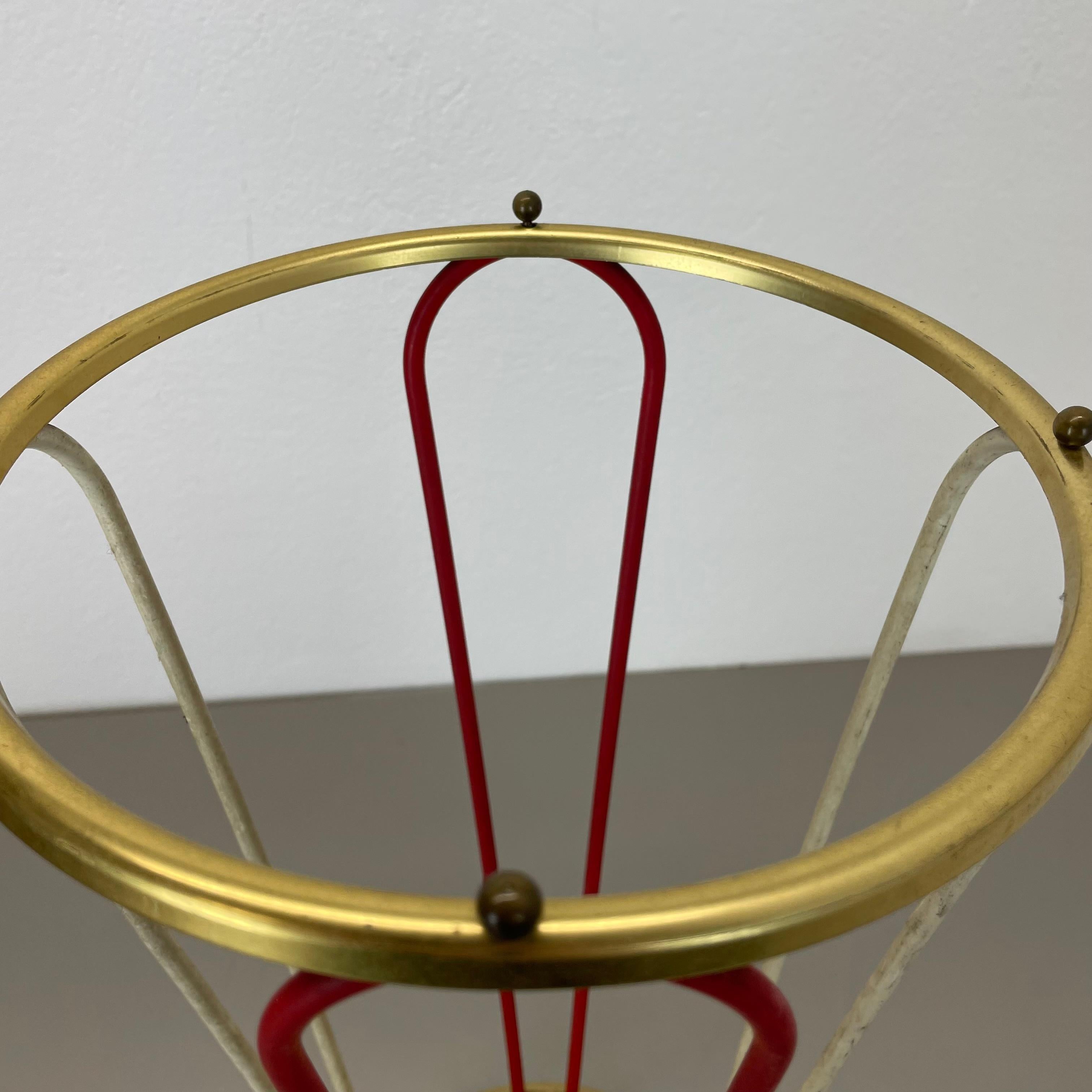 Original looped Metal Brass Modernist Bauhaus Umbrella Stand Germany, 1950s For Sale 4
