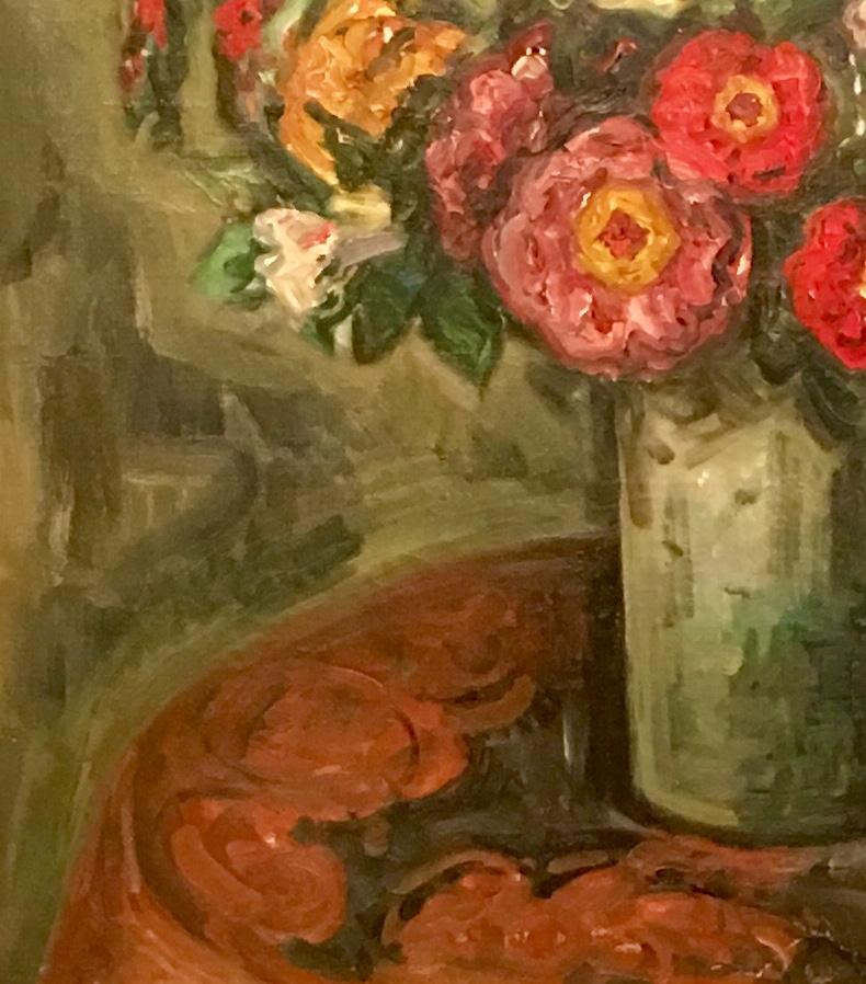 Impressionistisches Original-Ölgemälde von Blumen in einer Vase, Louis Ritman, Original (Sonstiges) im Angebot