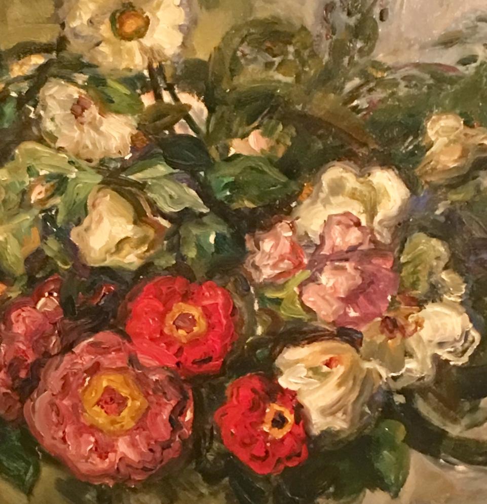 Impressionistisches Original-Ölgemälde von Blumen in einer Vase, Louis Ritman, Original (Französisch) im Angebot