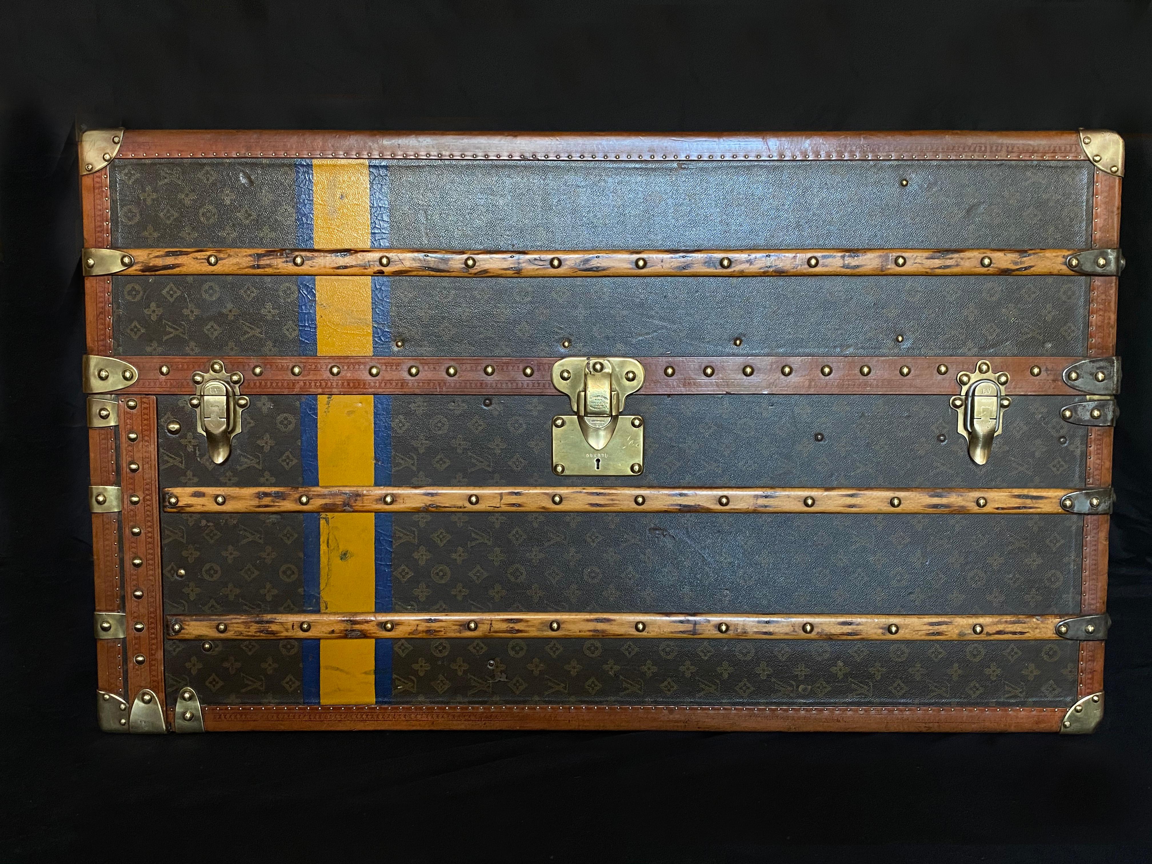 Mid-Century Modern Original Louis Vuitton Monogrammed Steamer Trunk, Fully Complete with All Pieces