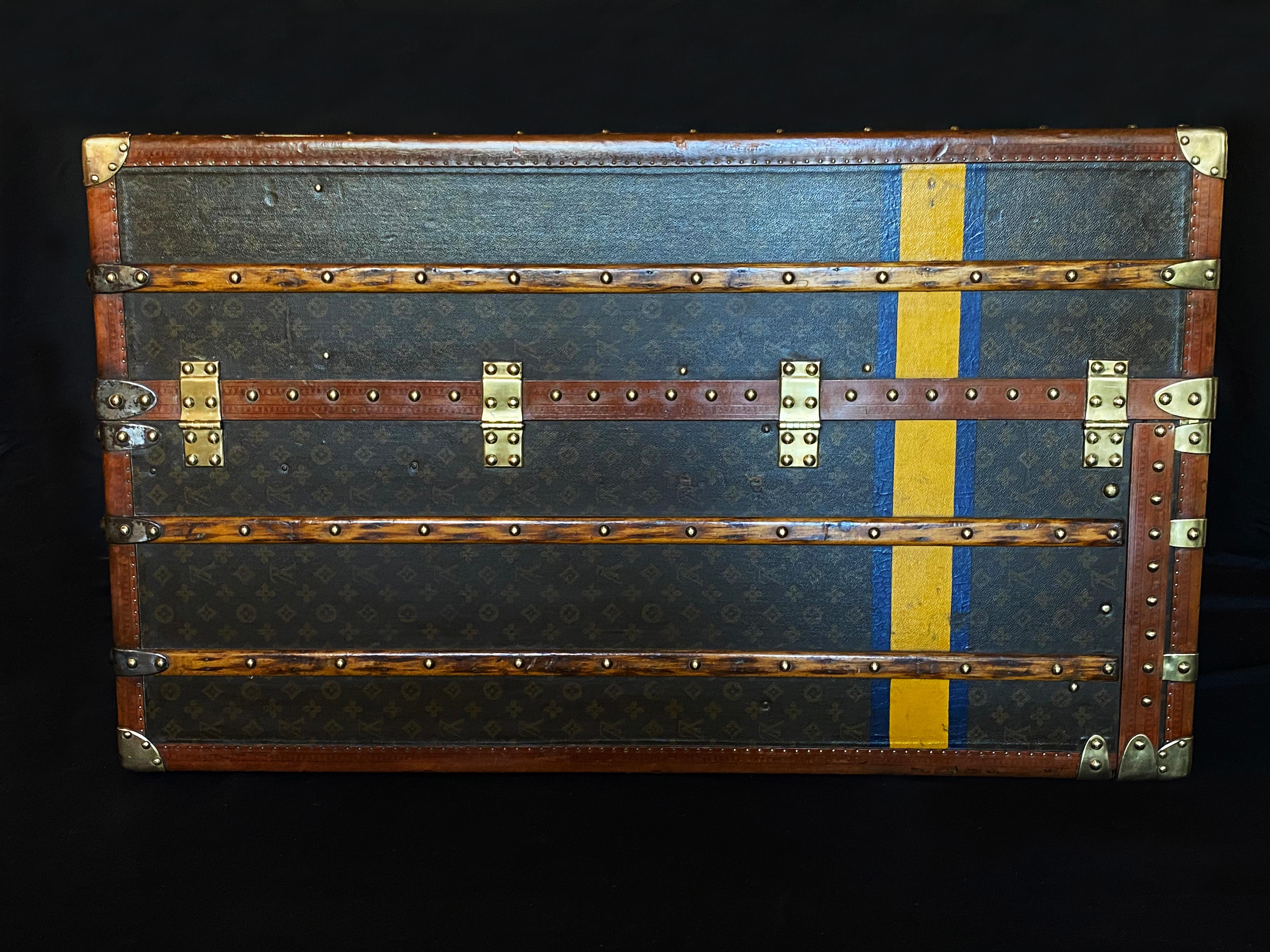 French Original Louis Vuitton Monogrammed Steamer Trunk, Fully Complete with All Pieces