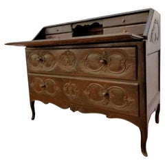 Original Louis XV Carved Sideboard with Writing Desk with Dark Patina Finish