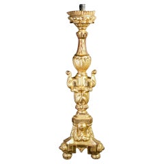 Original Louis XVI Candlestick, in Wood Gilded in Gold Leaf, Italy, 1770-1780