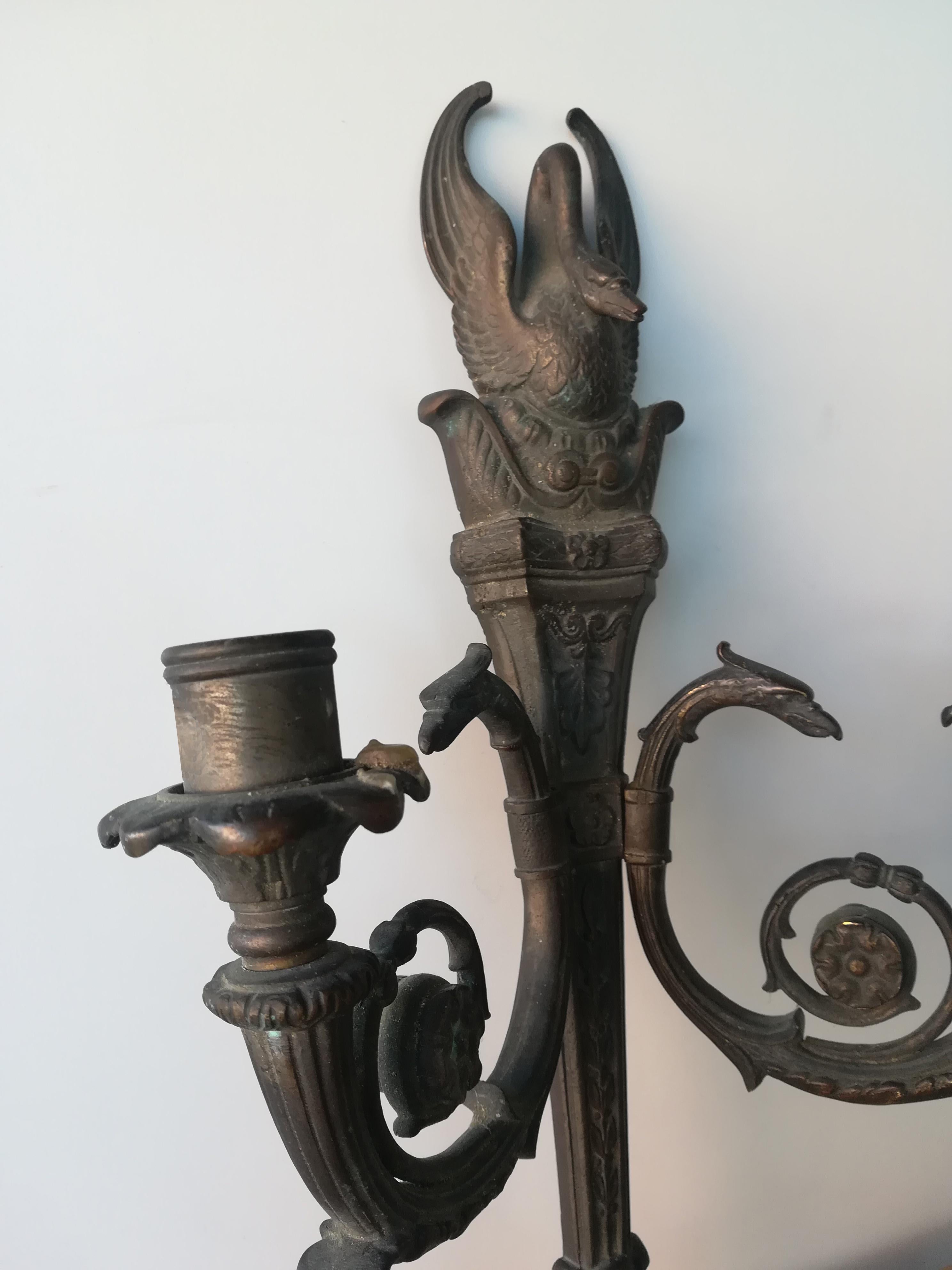 Original Louis XVI /Empire Sconce (with candles) France, Early 18th Century For Sale 6