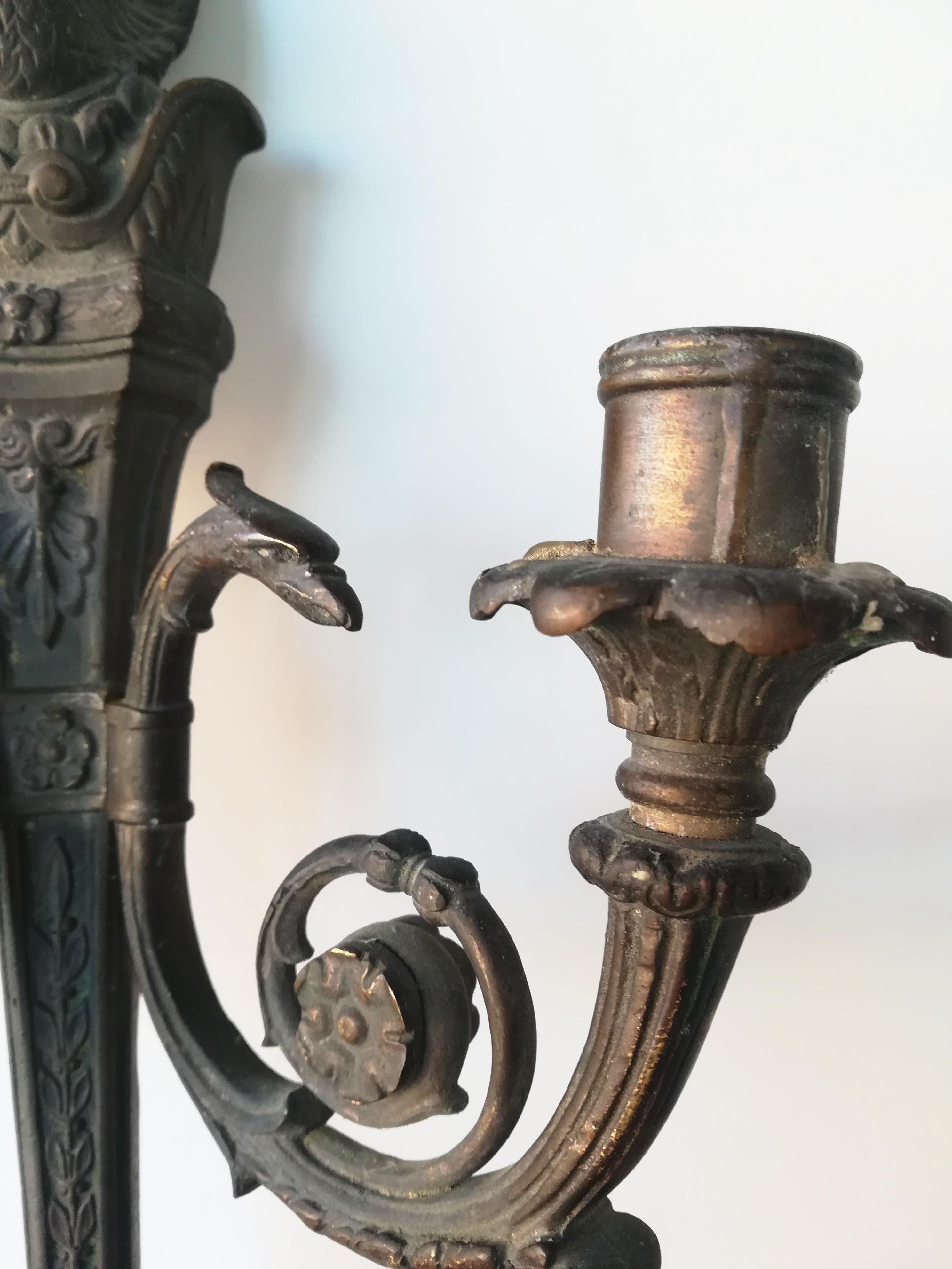 Original Louis XVI /Empire Sconce (with candles) France, Early 18th Century For Sale 8