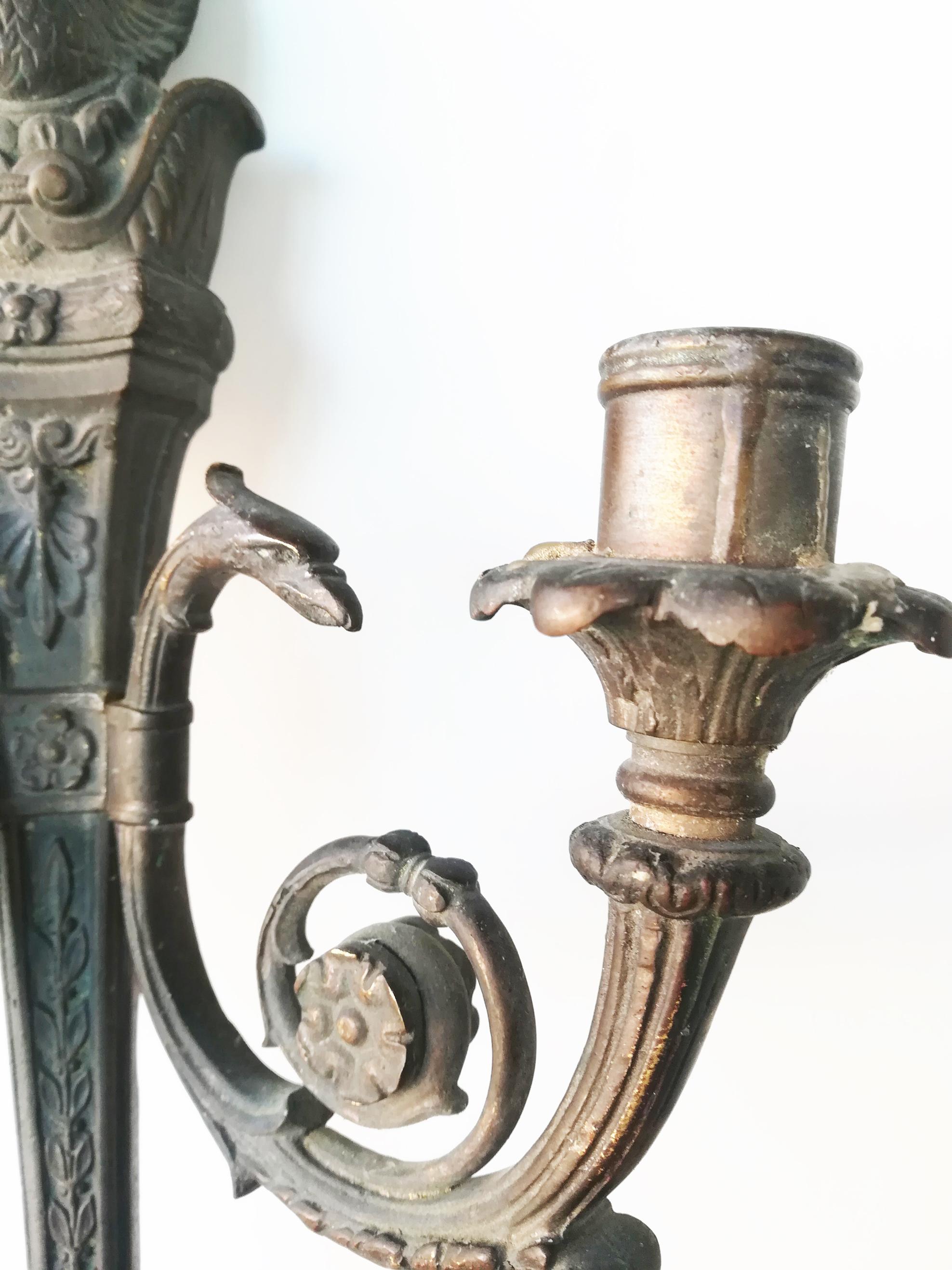 Original Louis XVI /Empire Sconce (with candles) France, Early 18th Century In Good Condition For Sale In Mombuey, Zamora