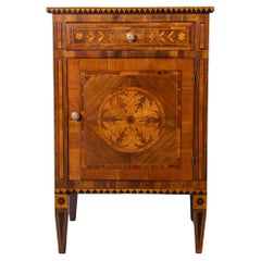 Original Louis XVI Period Italian Bedside Table with Marquetry, Late 18th Cent