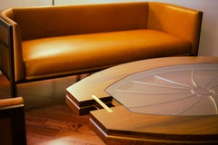 Original lounge sofa, Barrel sofa, round back chair, bold, modern, walnut wood