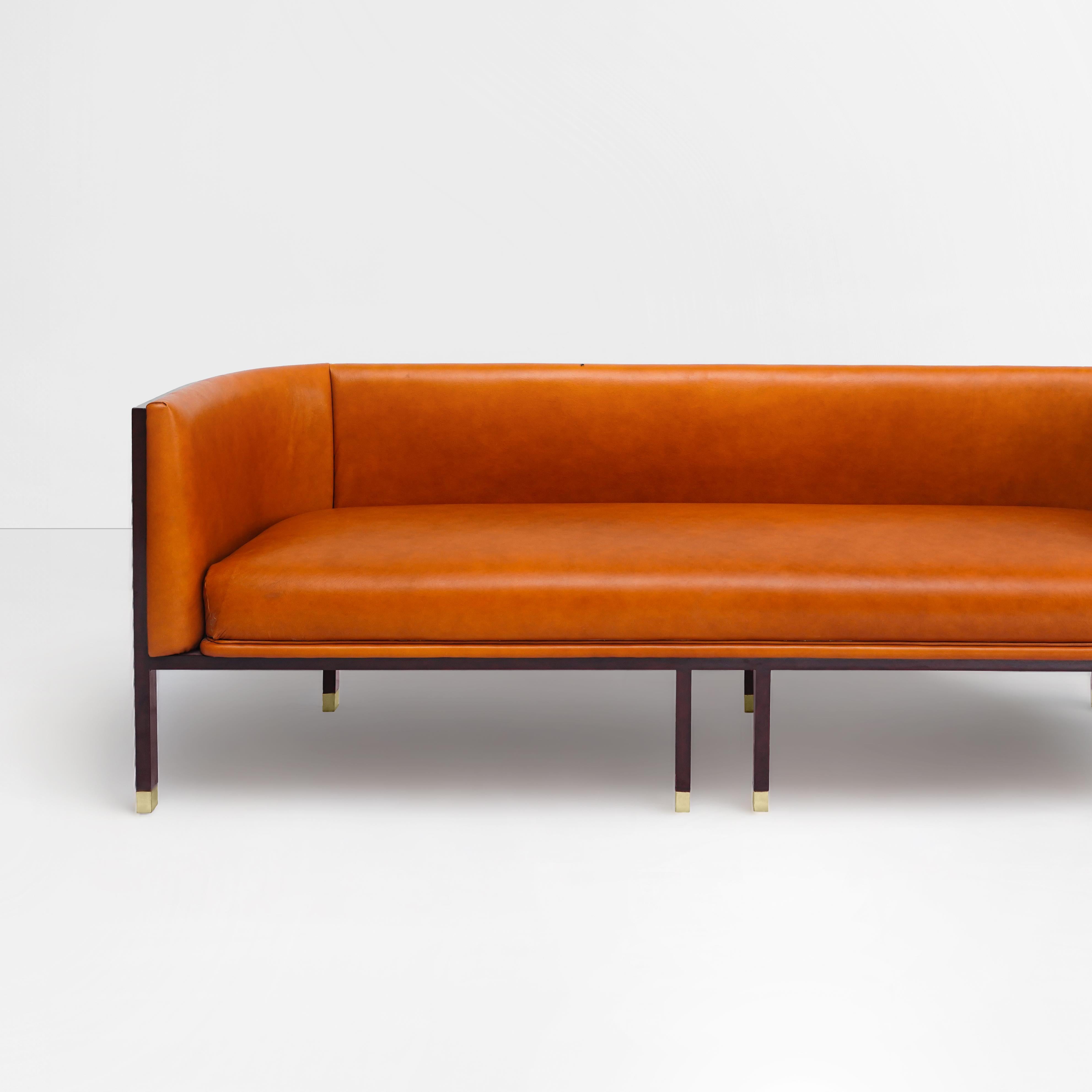 Pakistanais The Moderns sofa, Barrel sofa, round back chair, bold, modern, walnut wood en vente