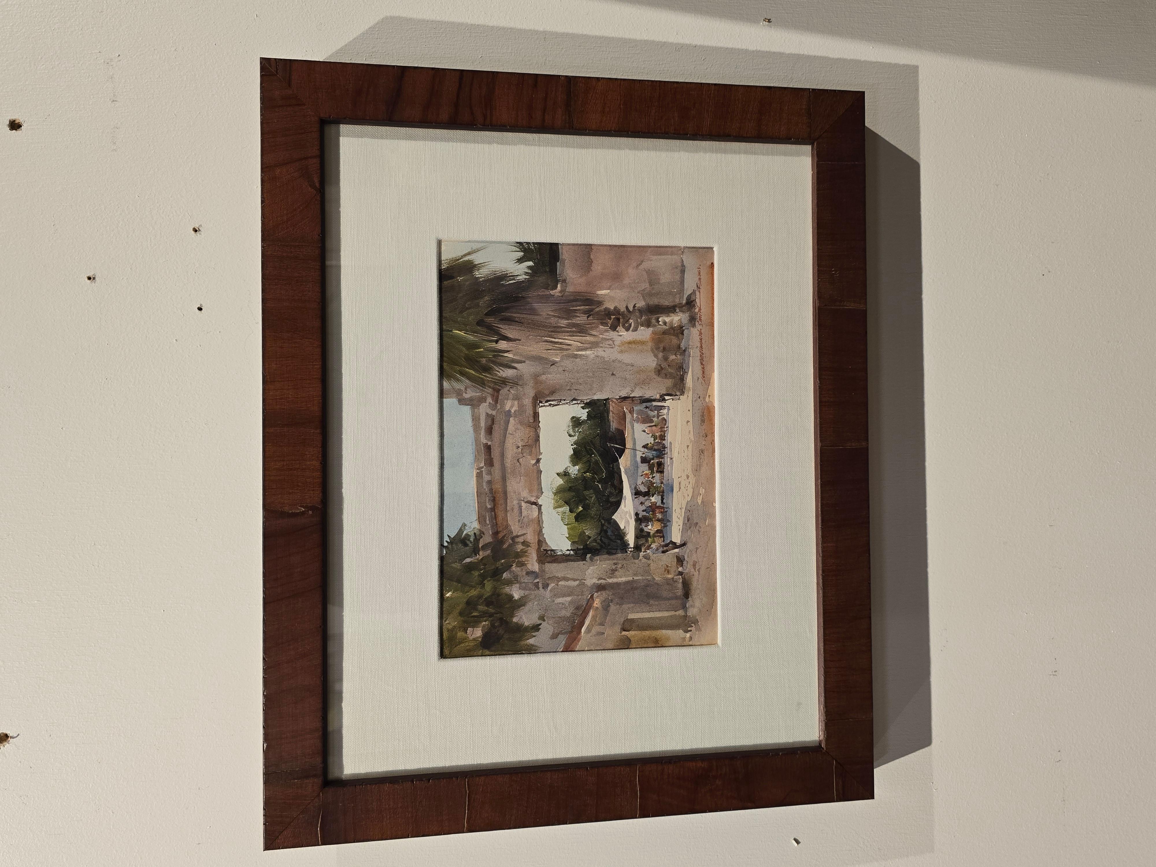 Original Lowell Ellsworth Smith Signed Watercolor Southwest American CItyscape In Good Condition For Sale In Sarasota, FL