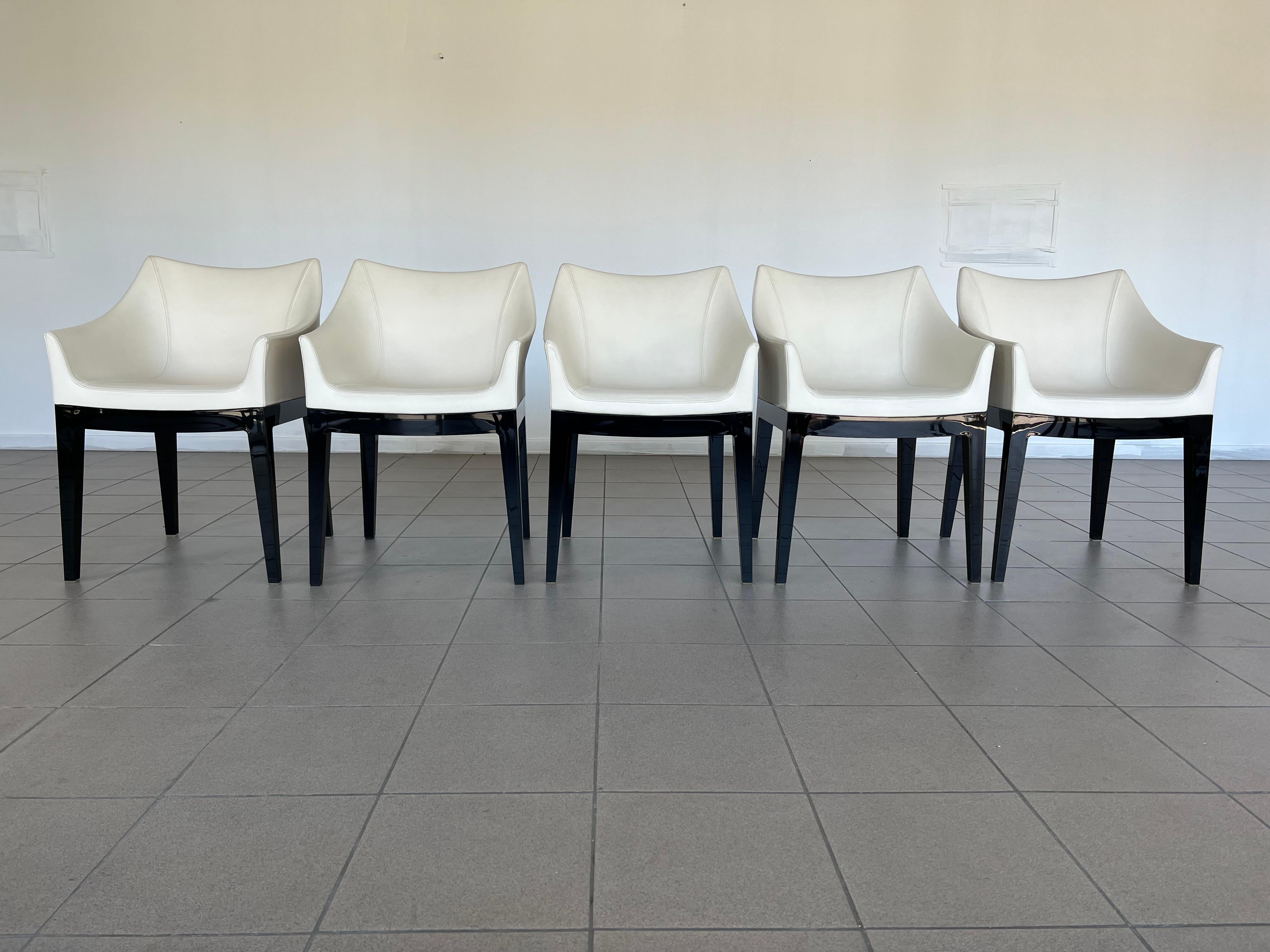 Italian Original Mademoiselle Leather Chairs by Philippe Starck for Kartell - Set of 5 For Sale