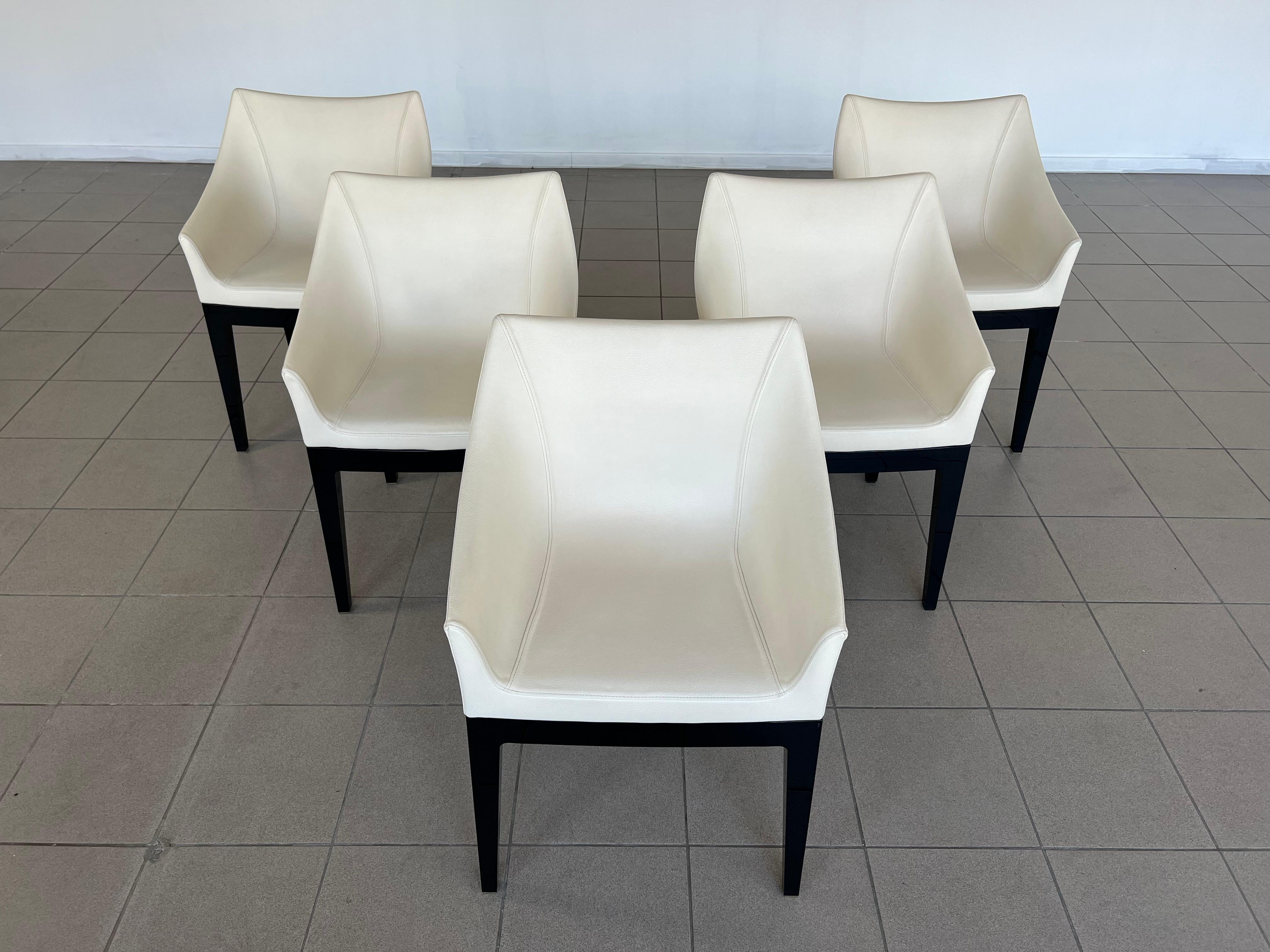 20th Century Original Mademoiselle Leather Chairs by Philippe Starck for Kartell - Set of 5 For Sale