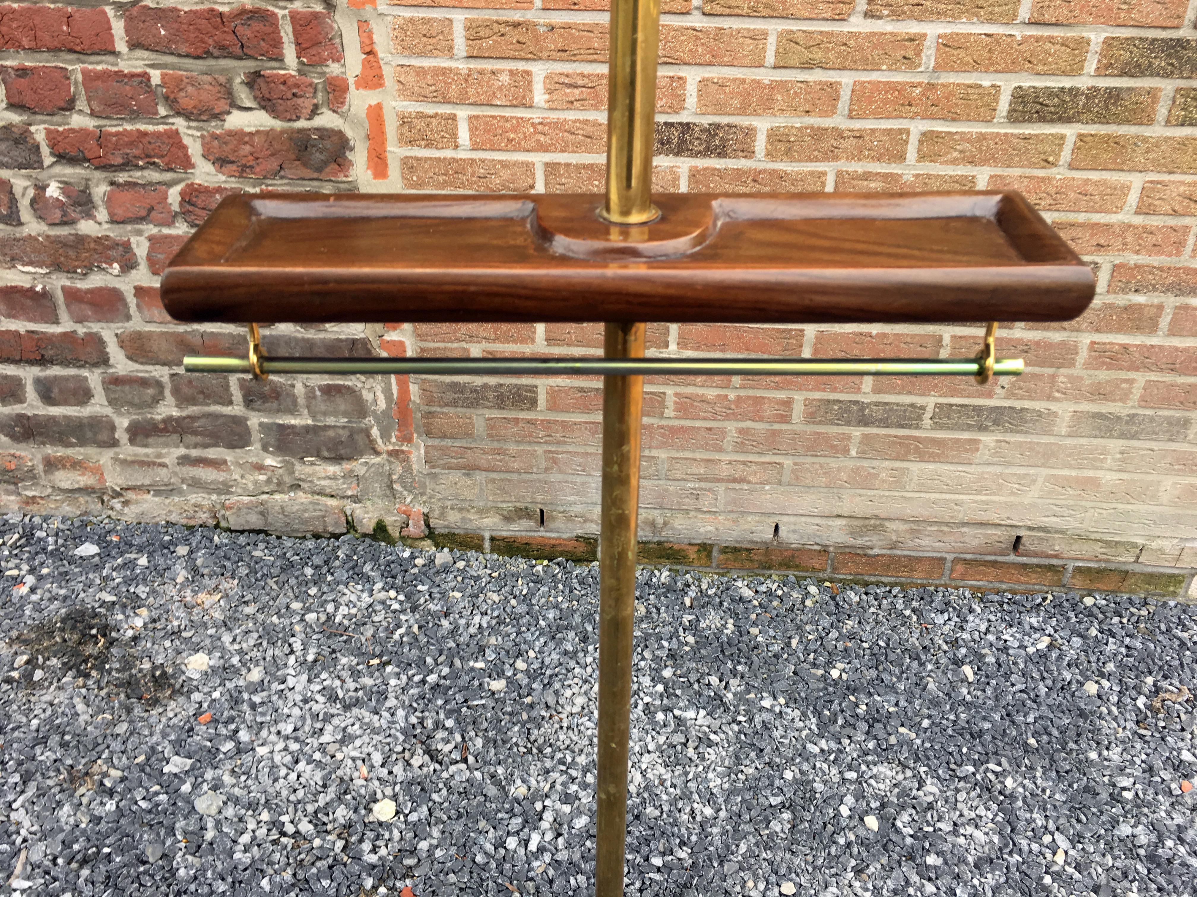 Mid-20th Century Original Mahogany and Brass Valet, with Horse Head, circa 1950