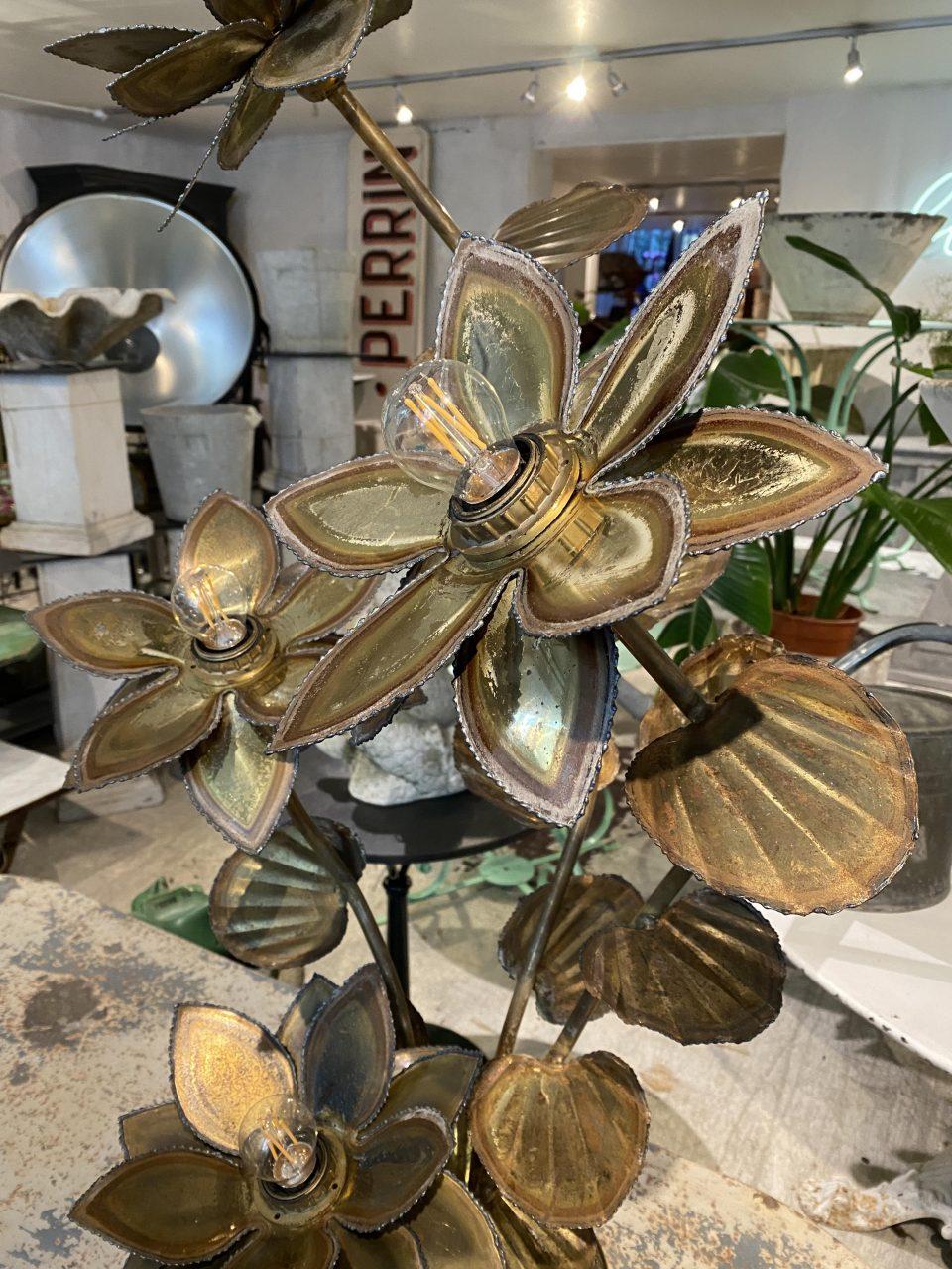 Original Maison Jansen Brass Lotus Flower Lamp In Good Condition In Copenhagen K, DK