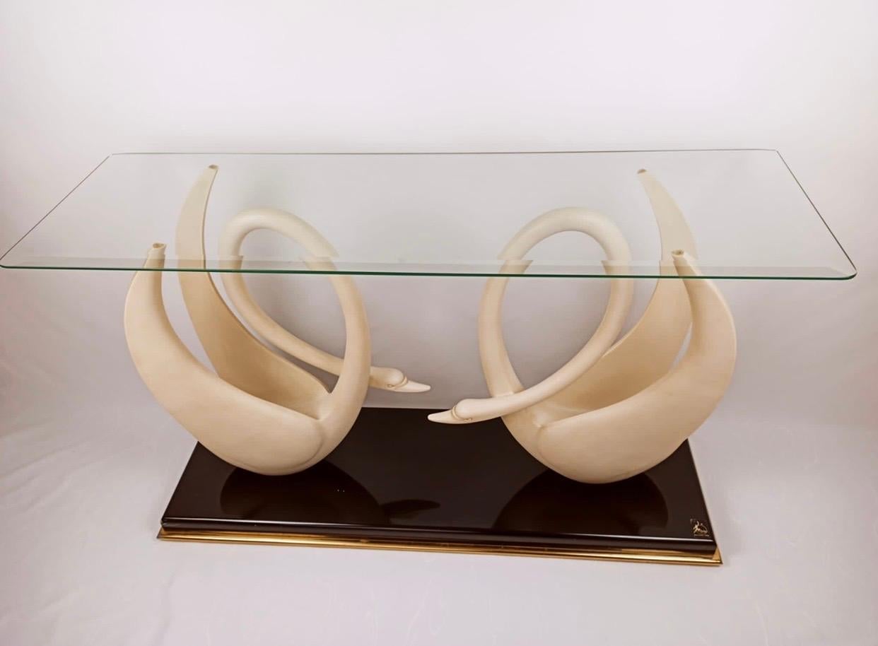 Original Maison Jansen Swan Console, Signed, 1960's In Good Condition In Paris, France