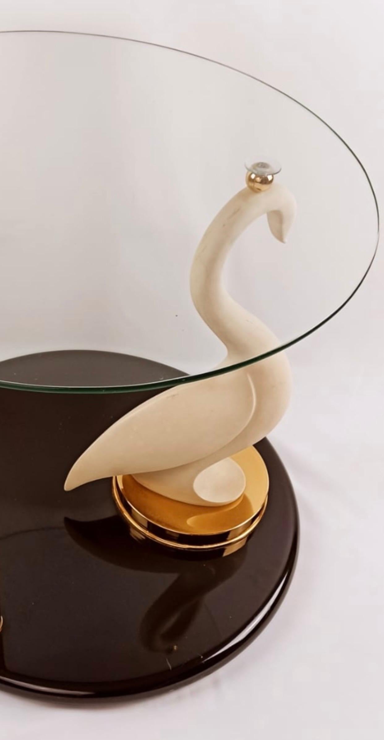 French Maison Jansen  Original Swan Table, Signed, 1960's For Sale