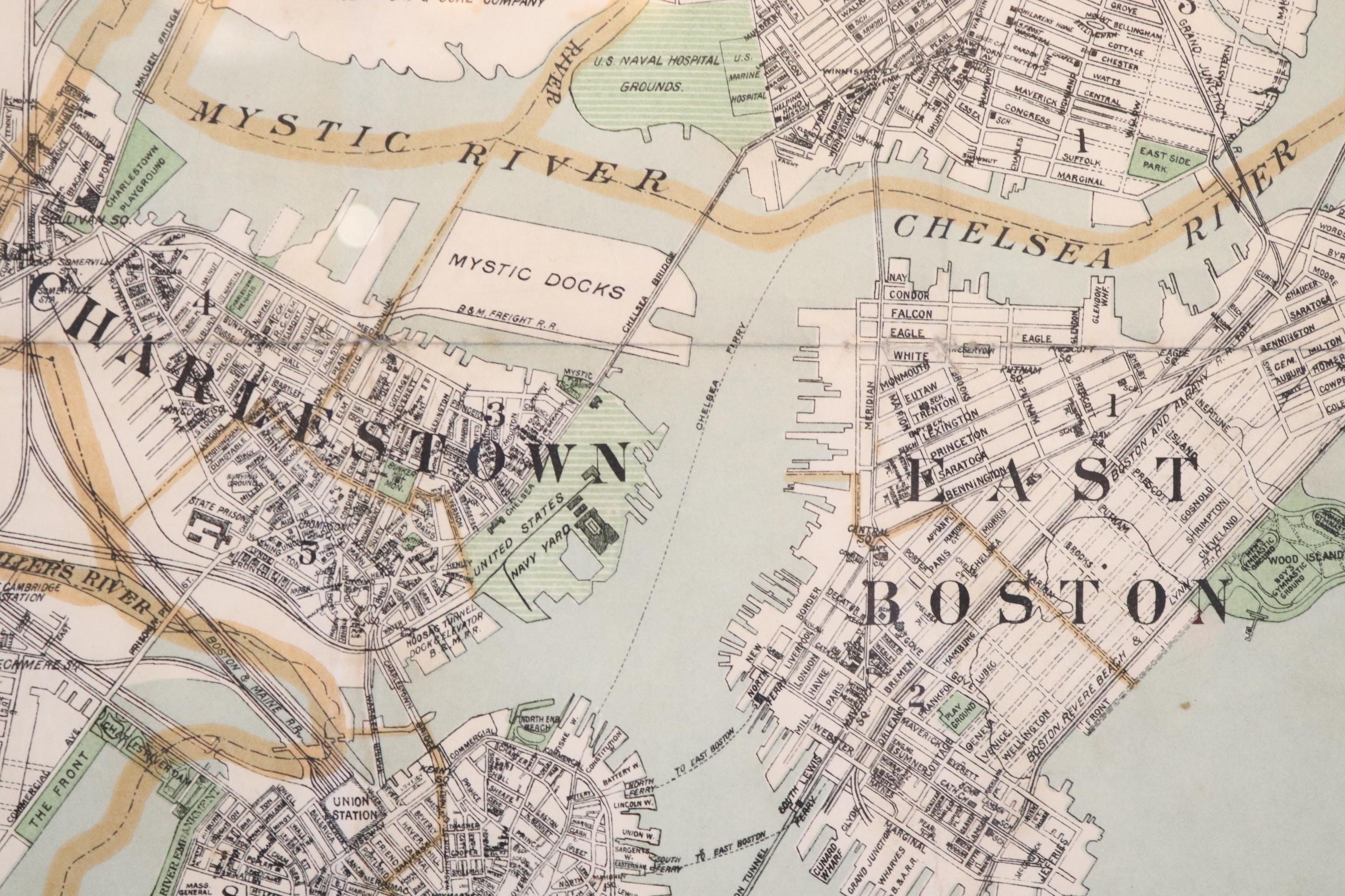 20th Century Original Map of Boston