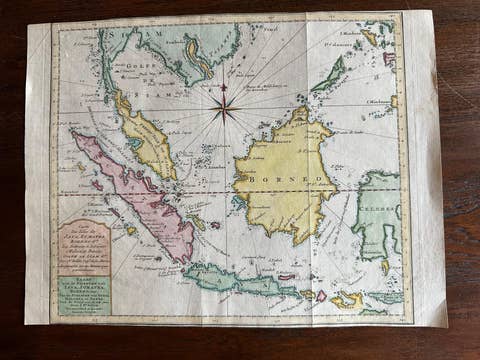 Original Map of the East Indies Including Sumatra, Java, Borneo & Malaysia, 1755