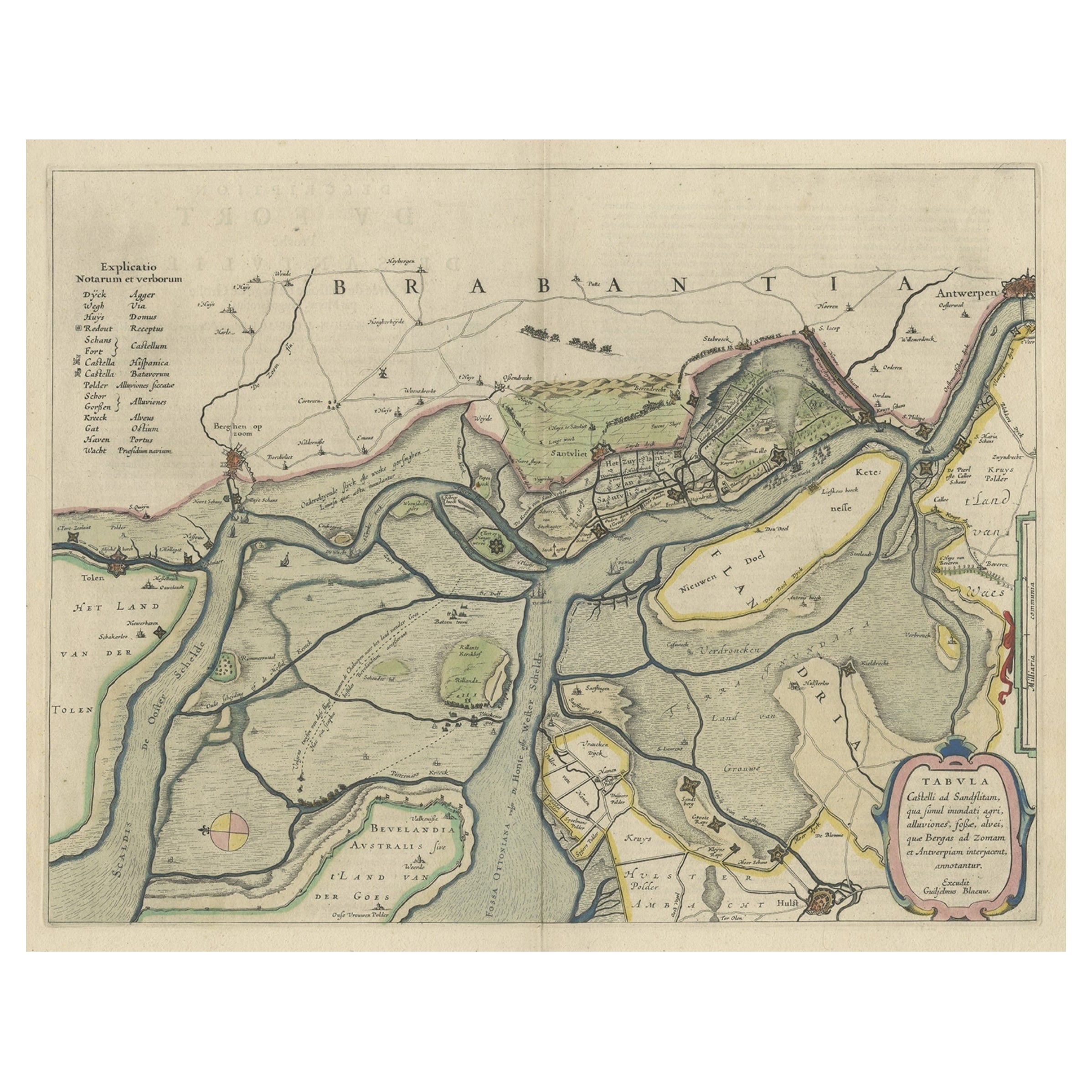 Carte originale de la situation militaire après la blocade néerlandaise d'Anvers, 1648