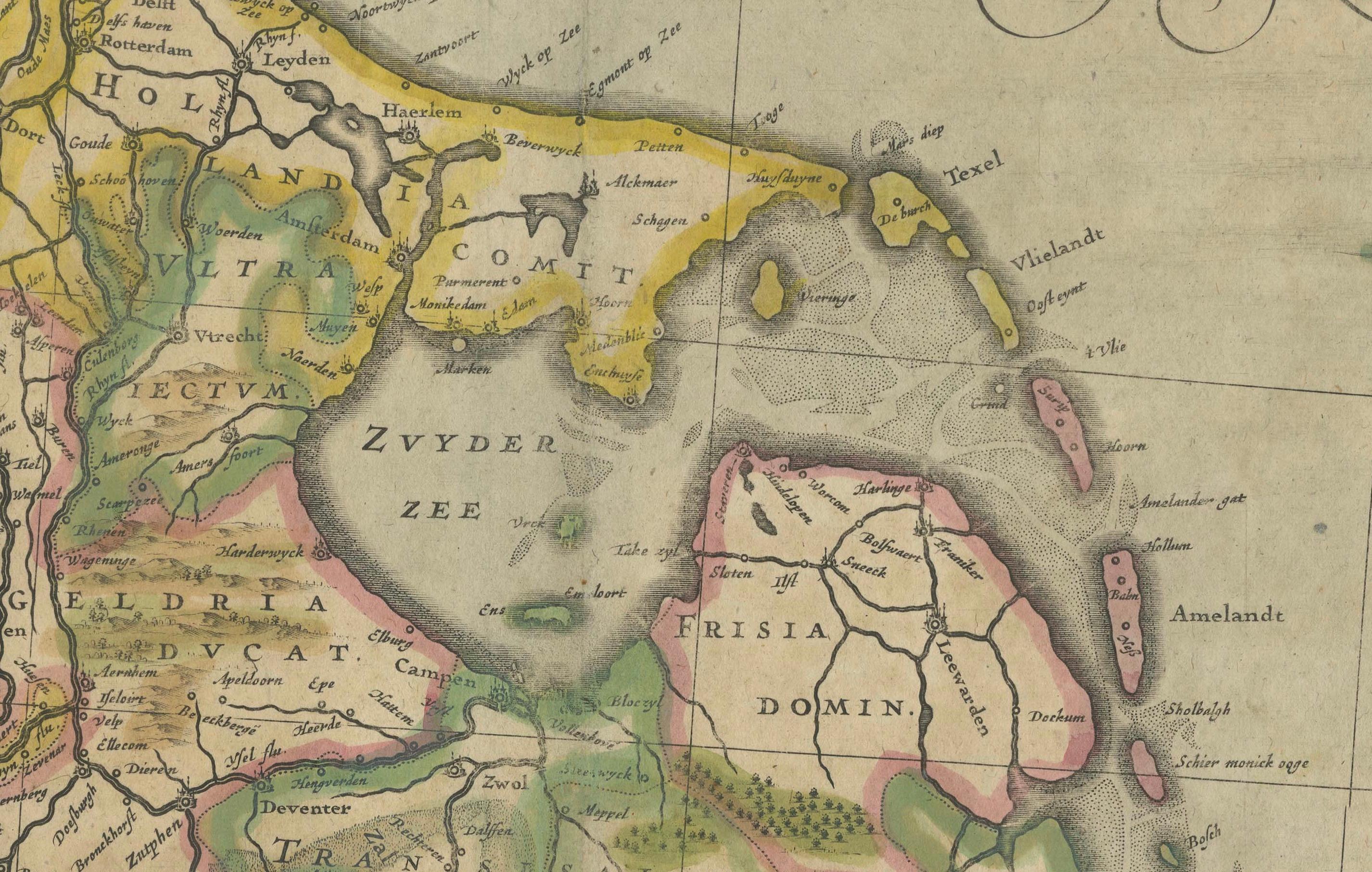 Néerlandais Carte originale du Rhin dans le Saint Empire romain germanique par Janssonius, c.1645 en vente