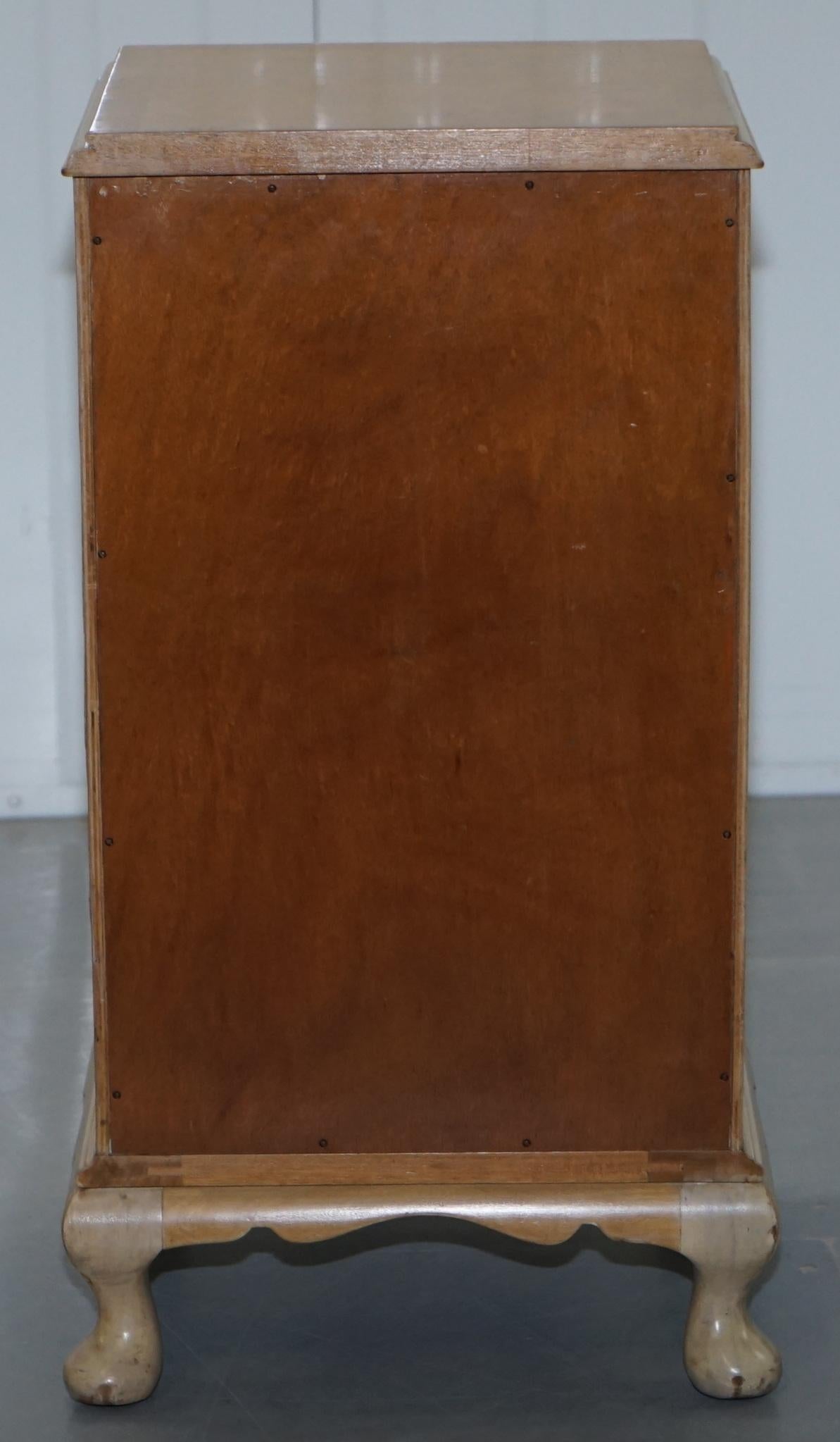 Original Maple & Co Art Deco circa 1930s Burr Walnut Bed Side Table Cabinet 5