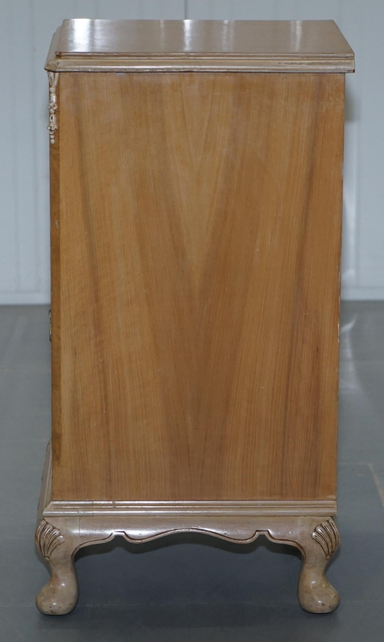 Original Maple & Co Art Deco circa 1930s Burr Walnut Bed Side Table Cabinet 6