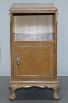 Original Maple & Co Art Deco circa 1930s Burr Walnut Bed Side Table Cabinet