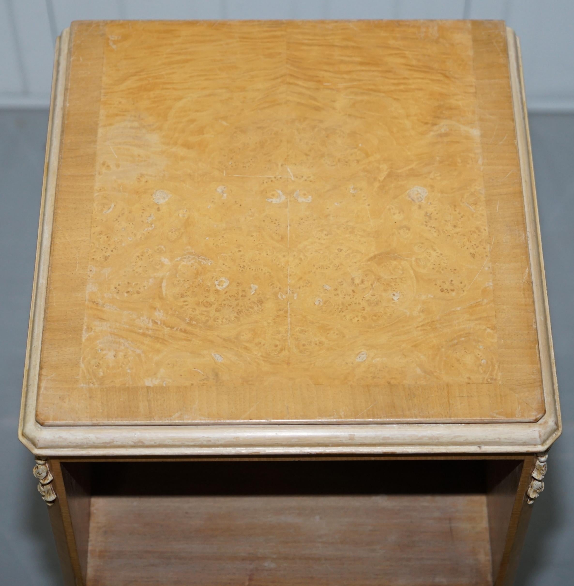 Hand-Crafted Original Maple & Co Art Deco circa 1930s Burr Walnut Bed Side Table Cabinet