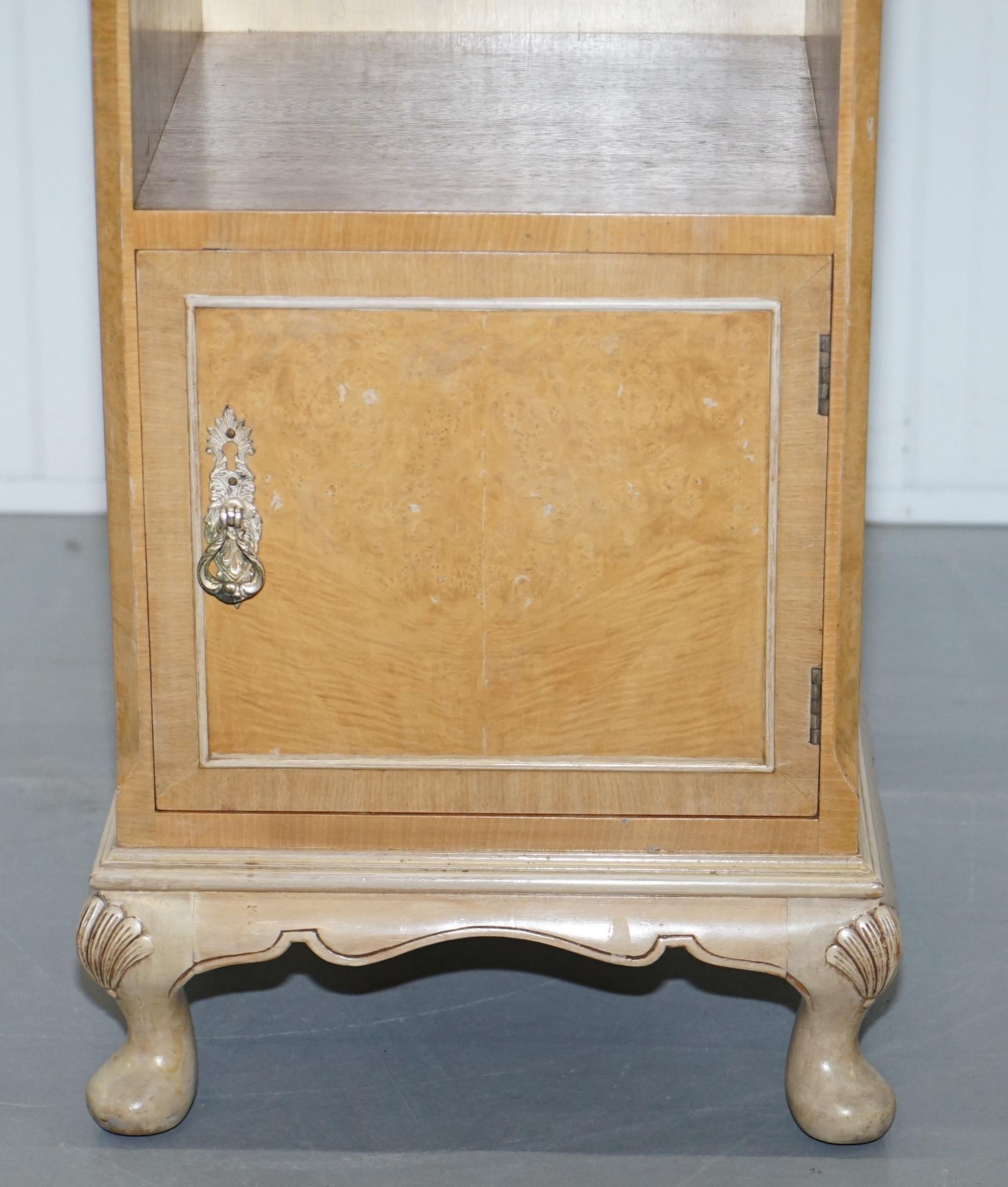 Burl Original Maple & Co Art Deco circa 1930s Burr Walnut Bed Side Table Cabinet