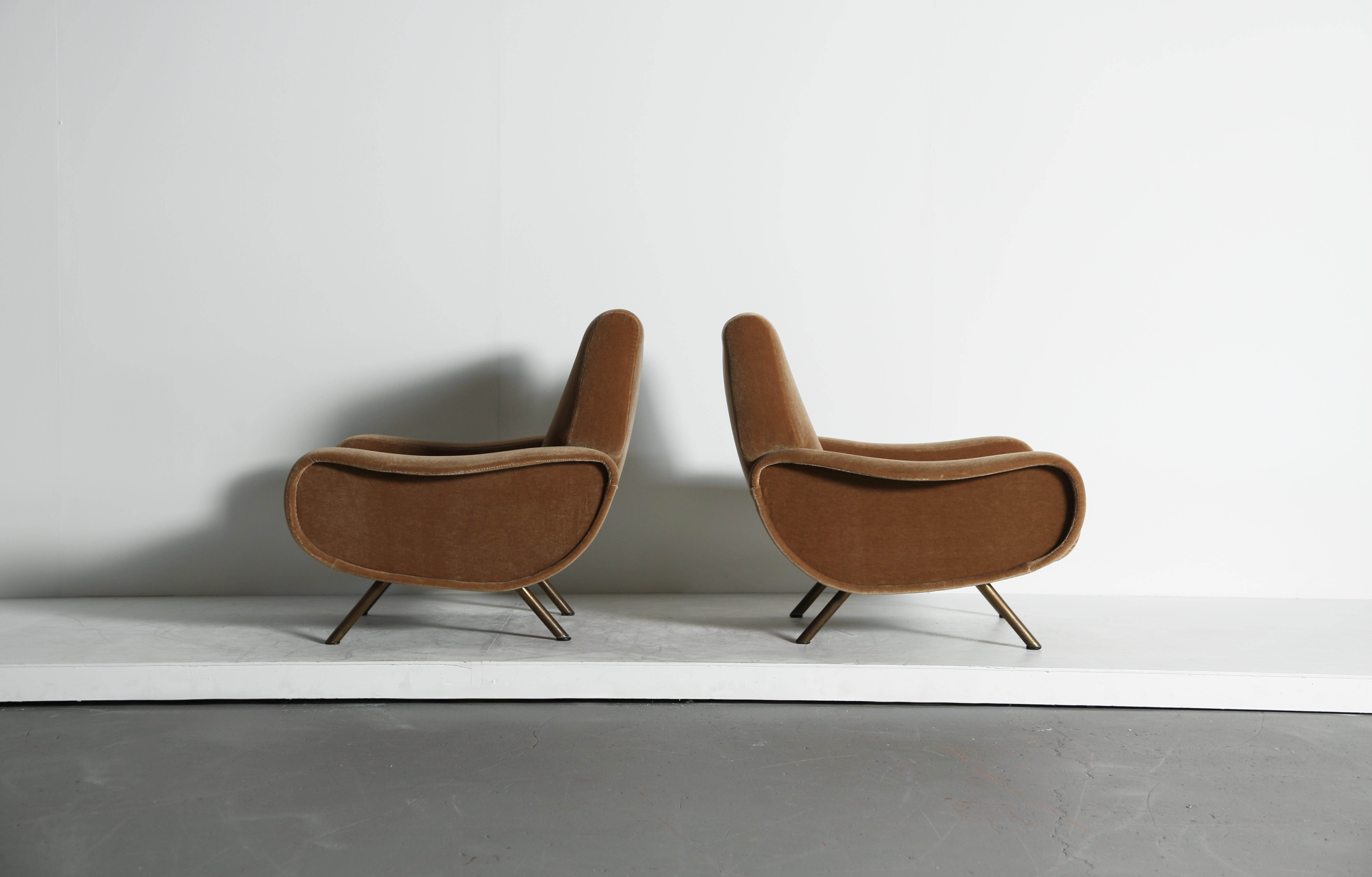 Originale Marco Zanuso Damenstühle, Italien, 1960er Jahre, neu, reines Mohair (Moderne der Mitte des Jahrhunderts) im Angebot