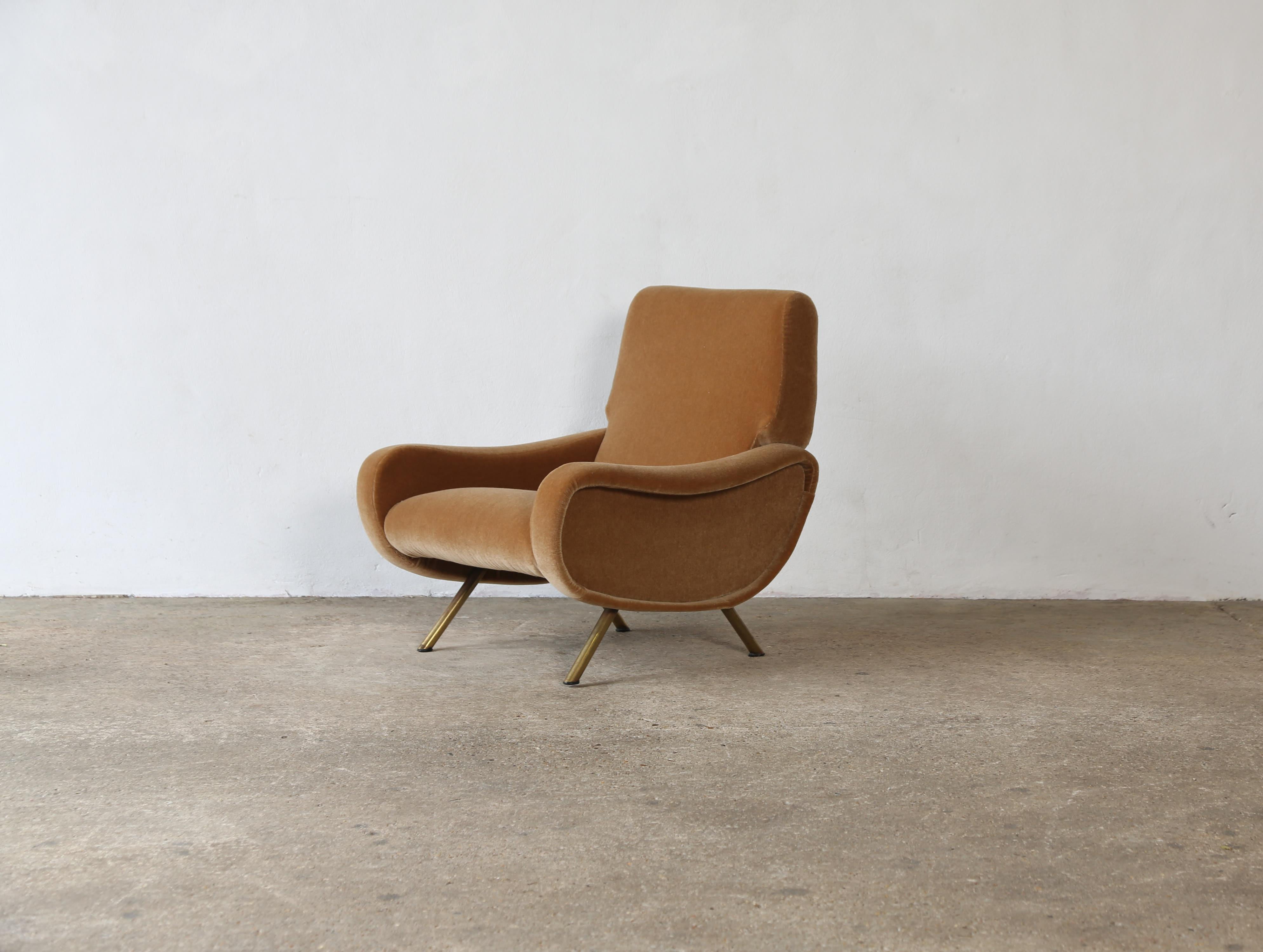 Italian Original Marco Zanuso Lady Chairs, Italy, 1960s, New Pure Mohair