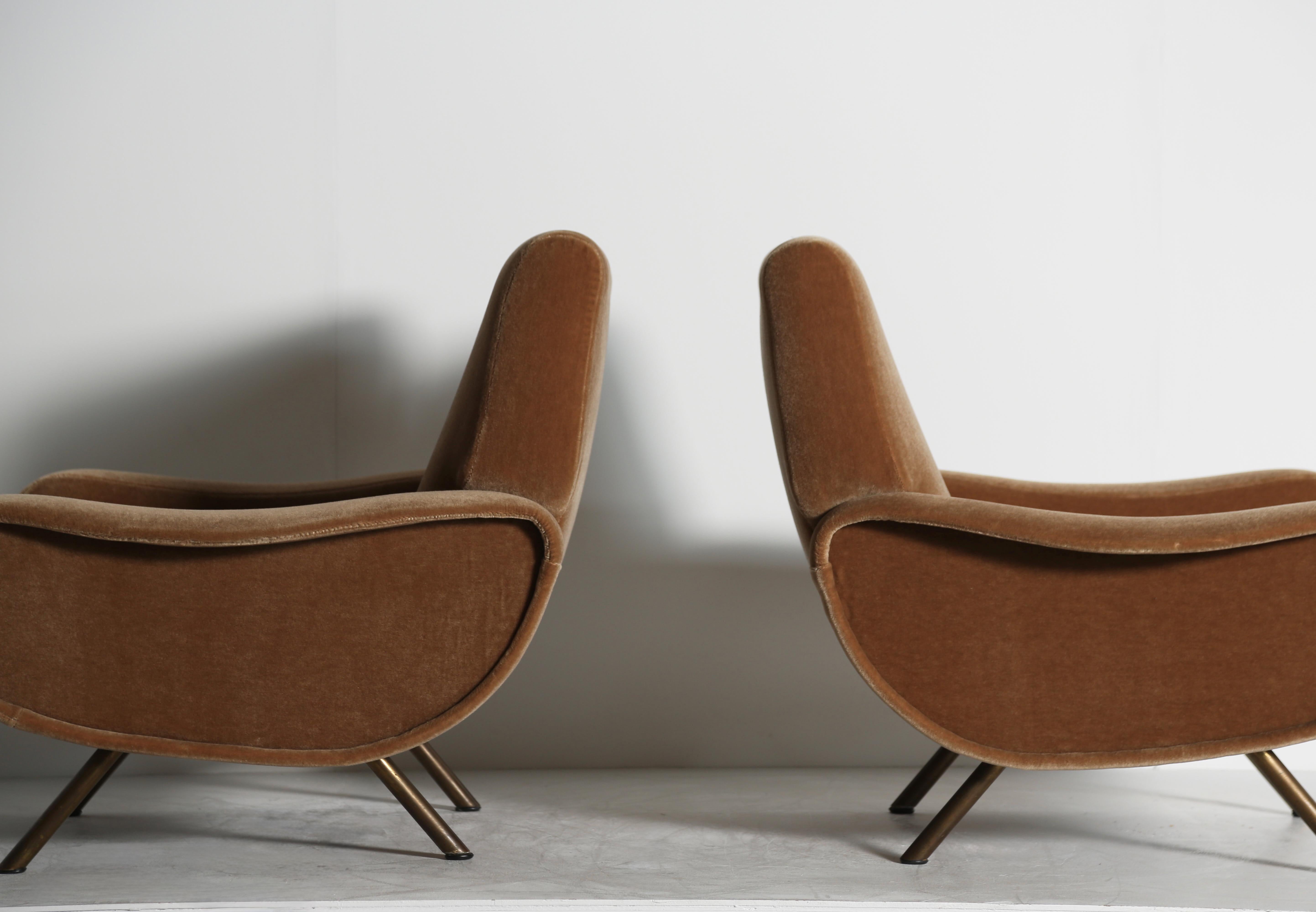 Originale Marco Zanuso Damenstühle, Italien, 1960er Jahre, neu, reines Mohair (Italienisch) im Angebot