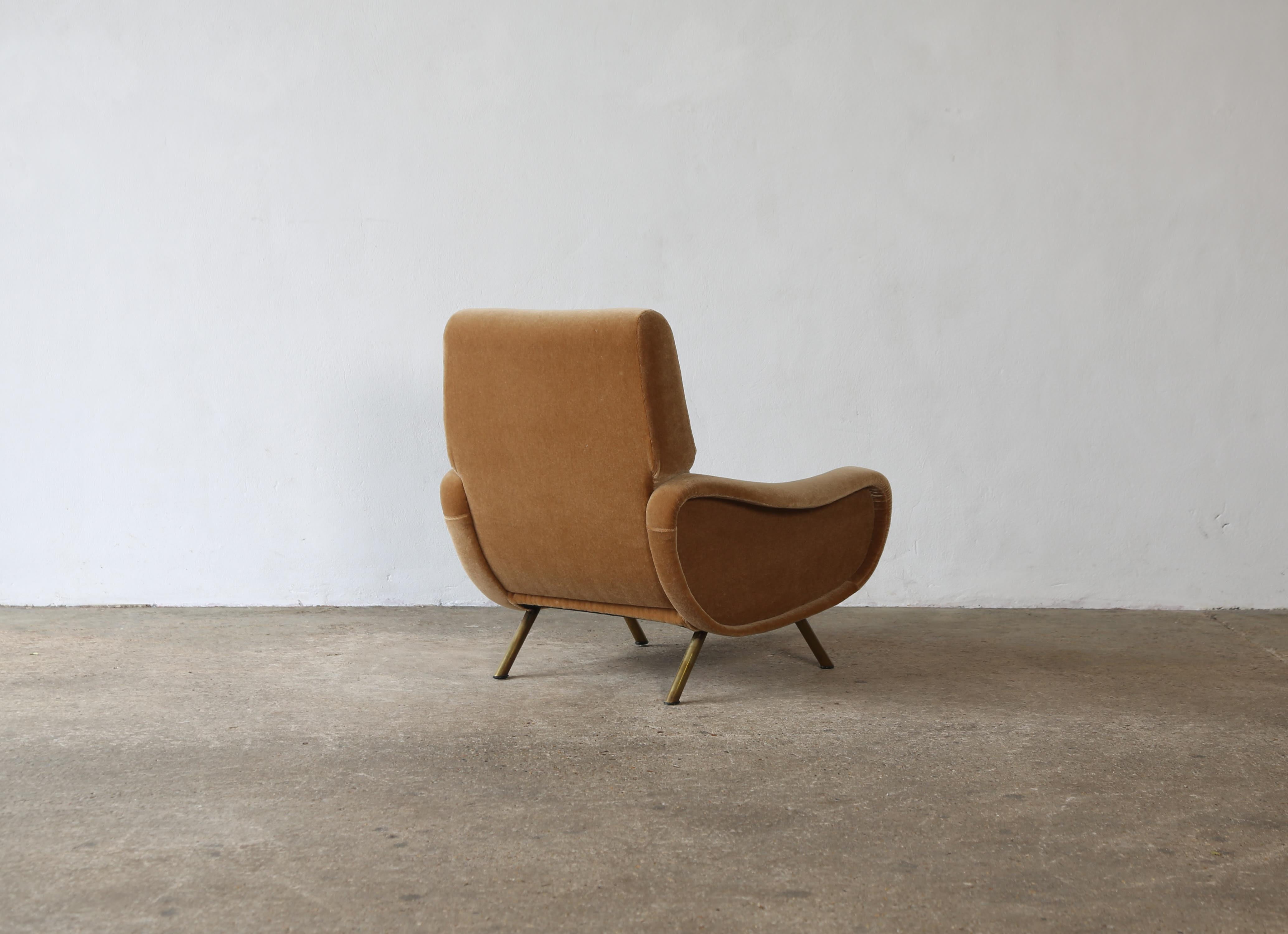 Original Marco Zanuso Lady Chairs, Italy, 1960s, New Pure Mohair In Good Condition In LEWES, GB