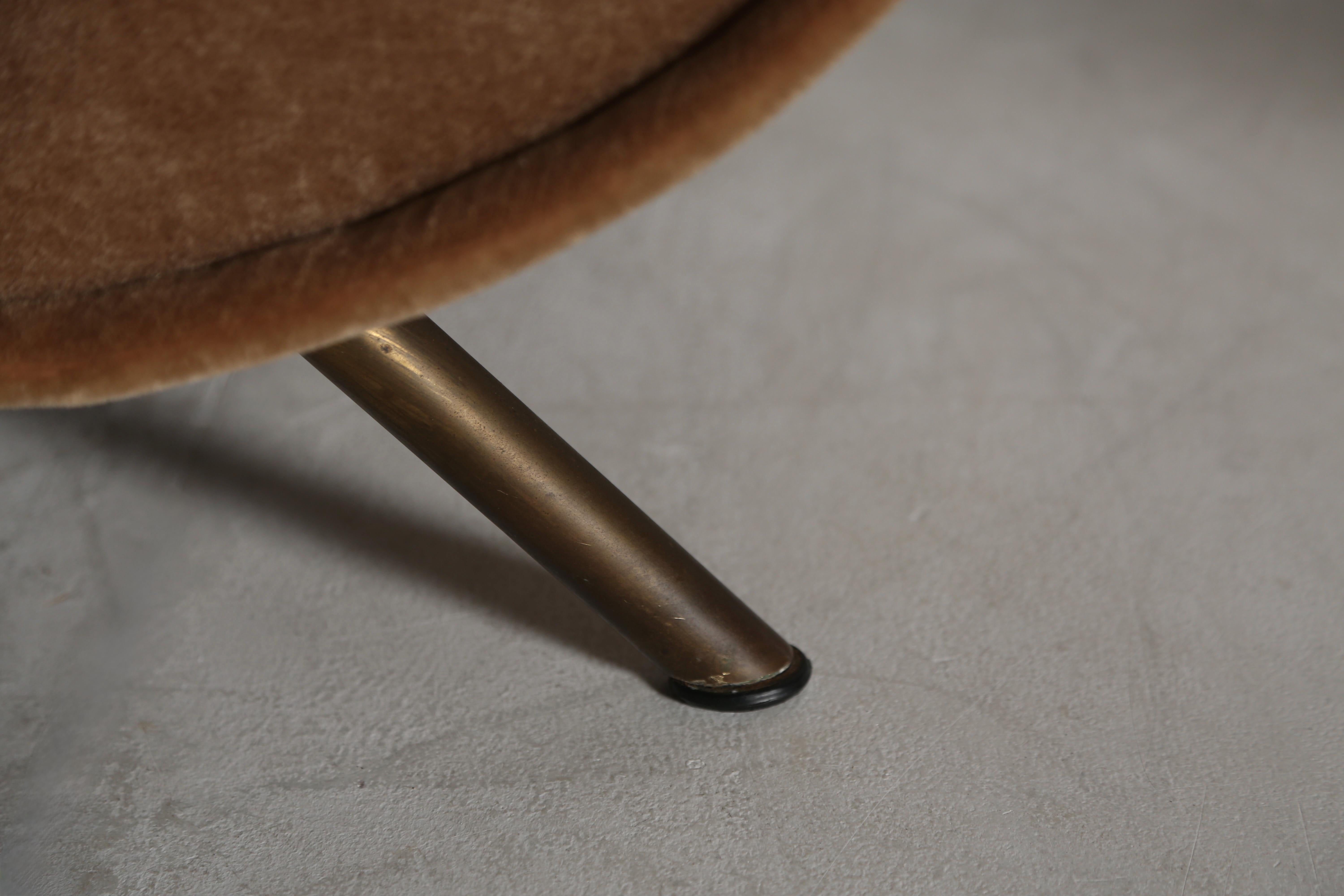 Originale Marco Zanuso Damenstühle, Italien, 1960er Jahre, neu, reines Mohair (Messing) im Angebot