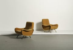 Original Marco Zanuso Lady Chairs, Italy, 1960s, New Pure Yellow Mohair