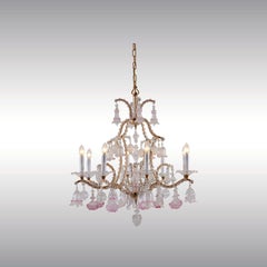 Original Maria Theresia Rose Crystal Chandelier in the Baroque Style from 1880