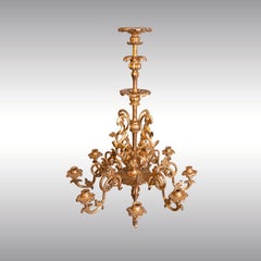 Original Maria Theresien Rococo Chandelier, Leaf Gilded, Newly Restored