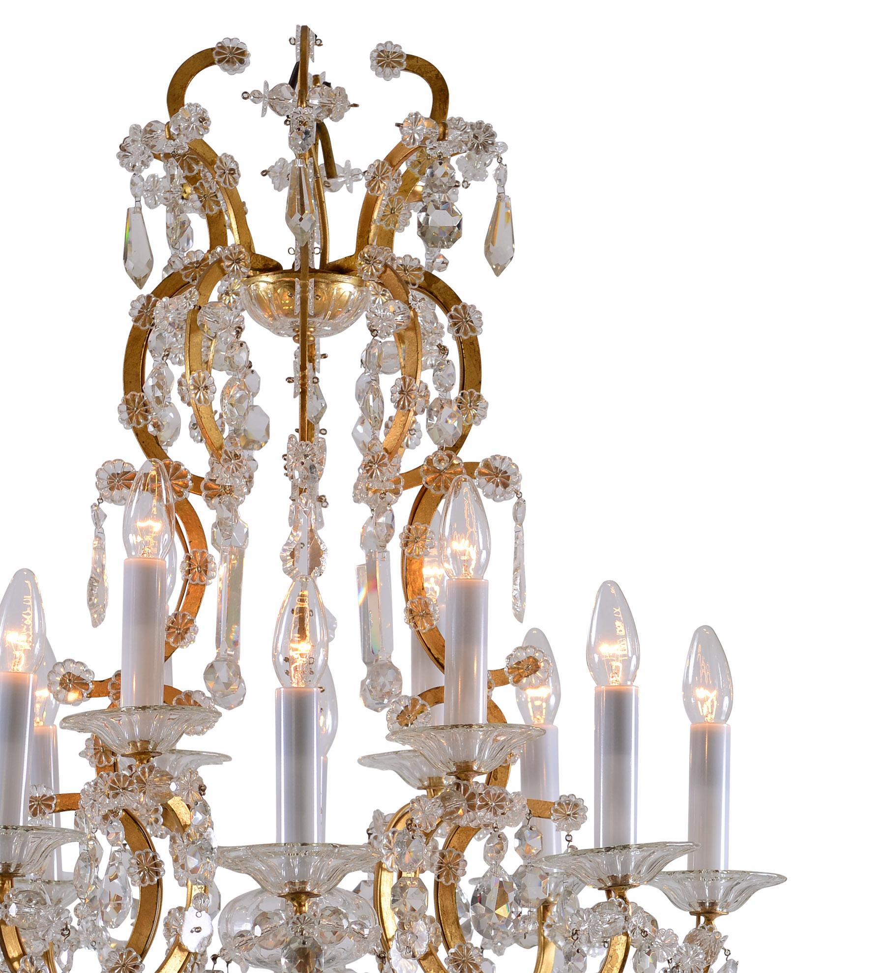 Austrian Original Maria Theresien Style Crystal Chandelier with Rich Prism Hanging For Sale