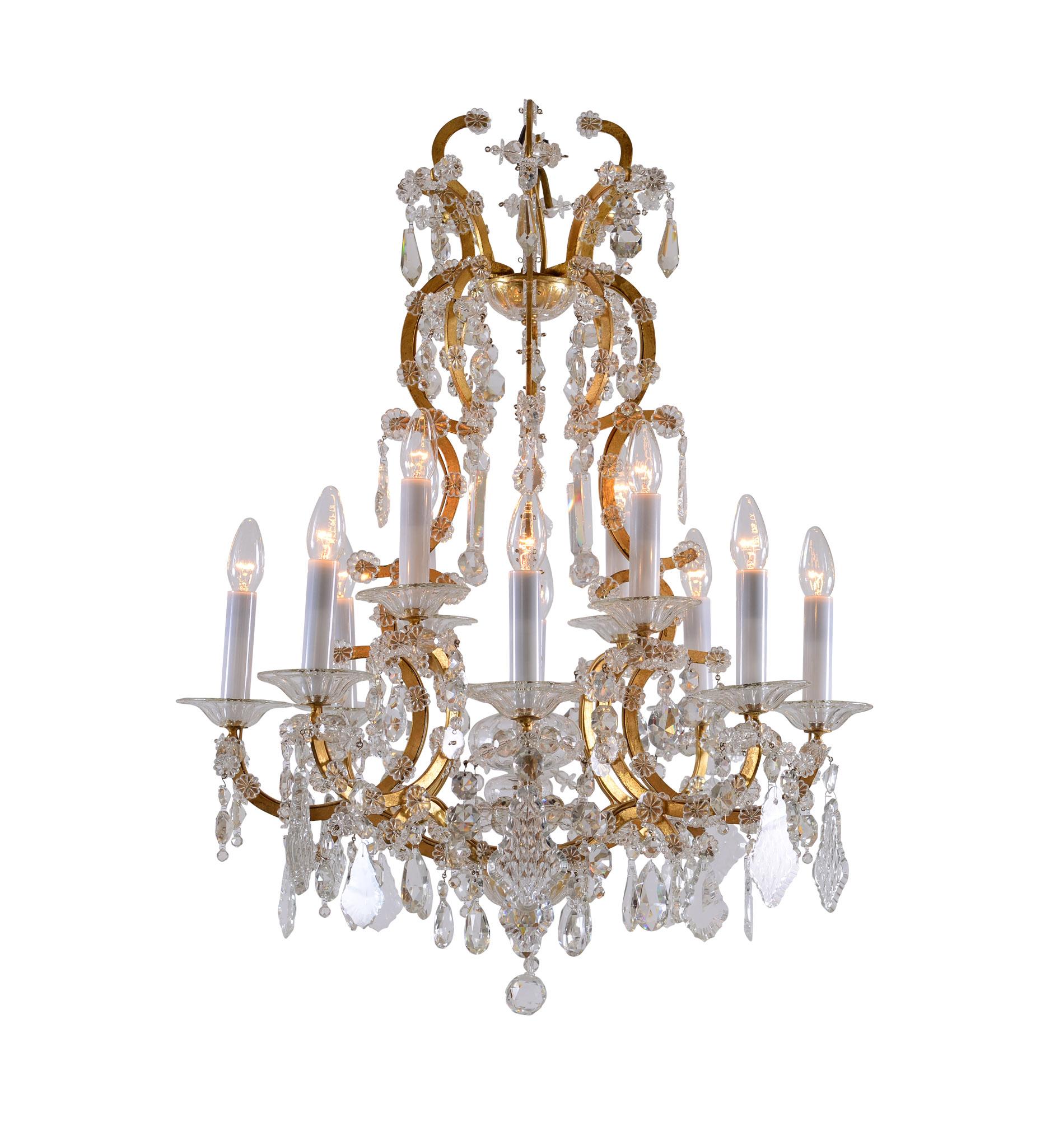 Original Maria Theresien Style Crystal Chandelier with Rich Prism Hanging In Excellent Condition For Sale In Vienna, AT