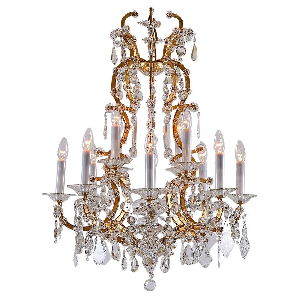 Original Maria Theresien Style Crystal Chandelier with Rich Prism Hanging For Sale