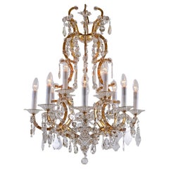 Antique Original Maria Theresien Style Crystal Chandelier with Rich Prism Hanging
